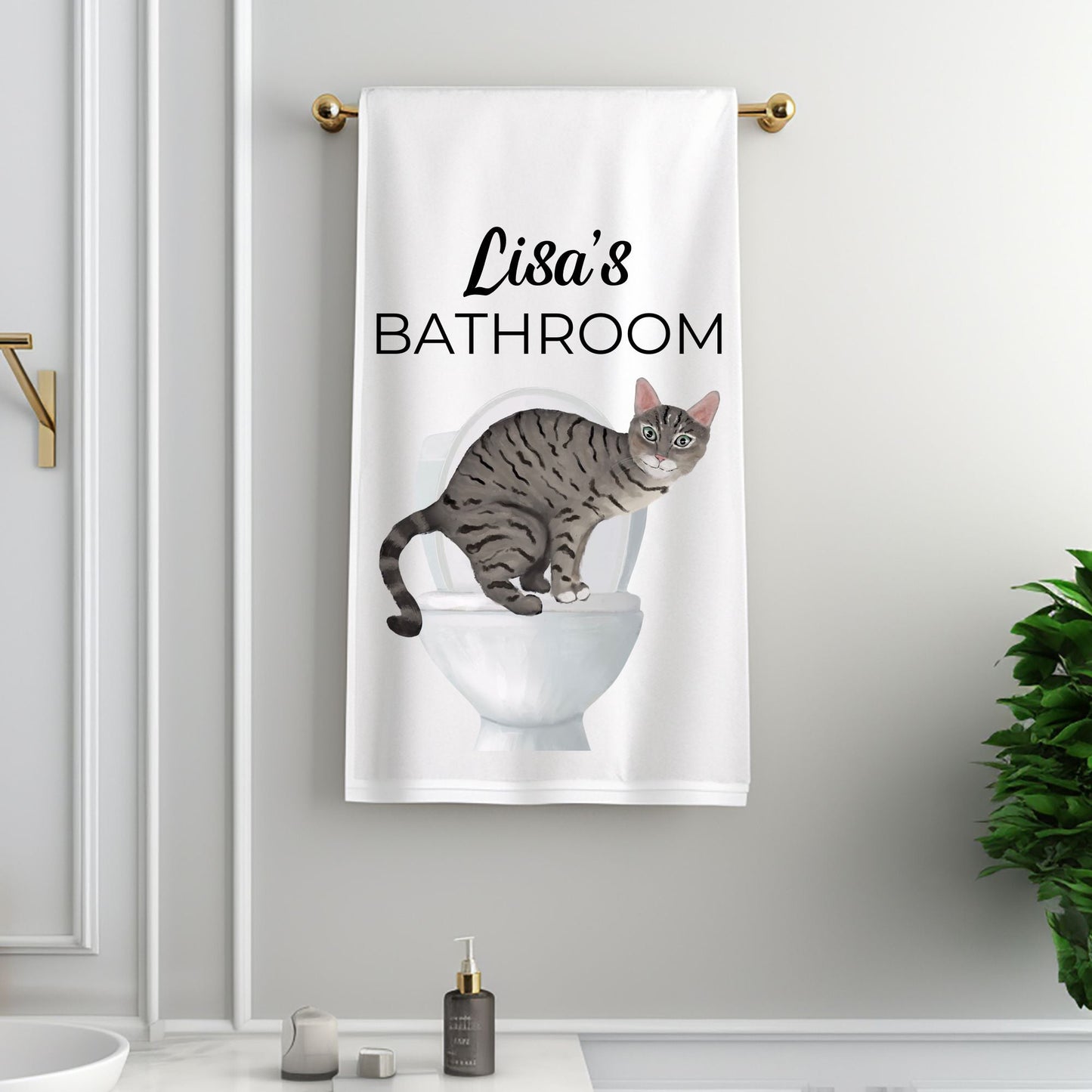 Tabby Cat Bathroom Towel - MerikaArt