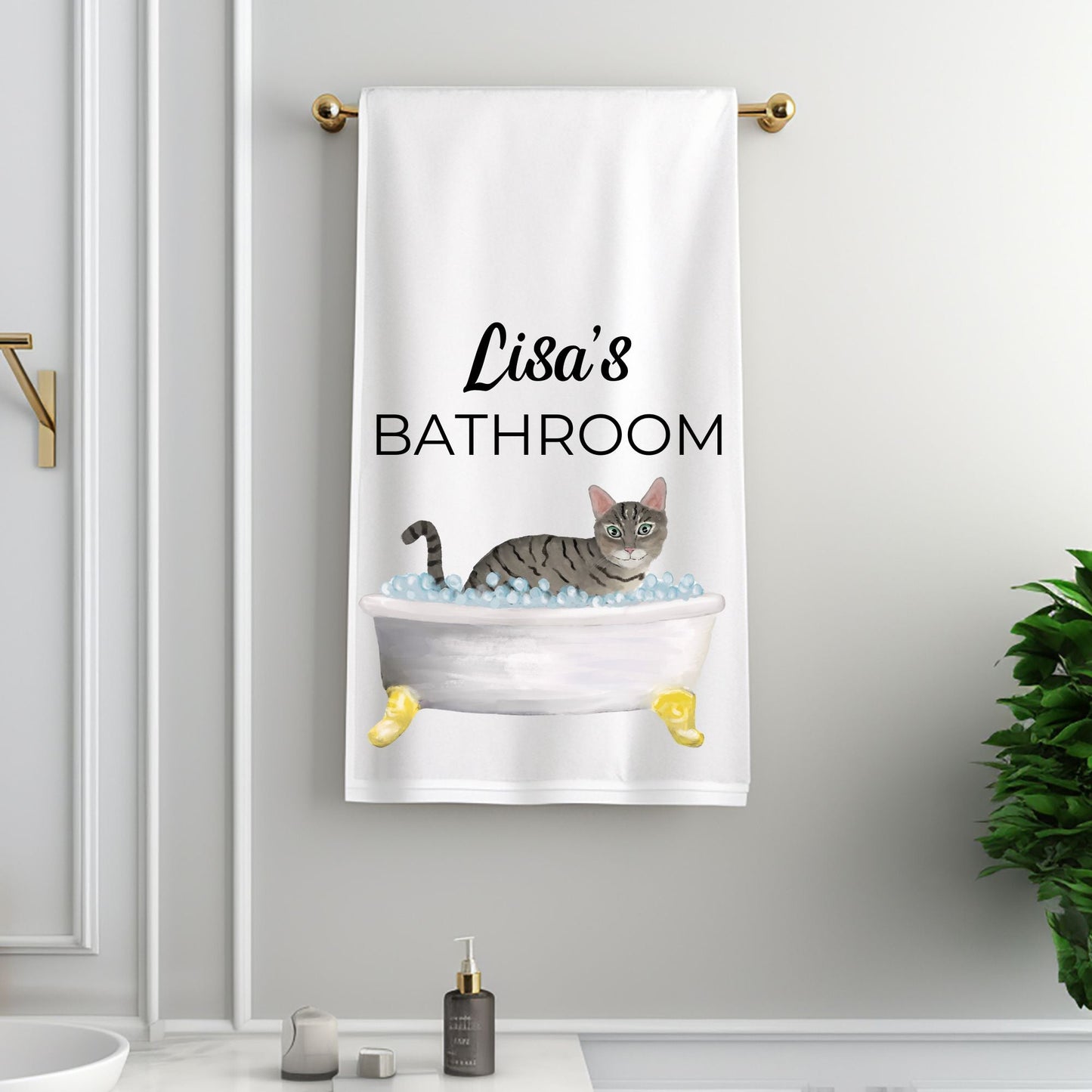 Tabby Cat Bubble Bath Towel - MerikaArt