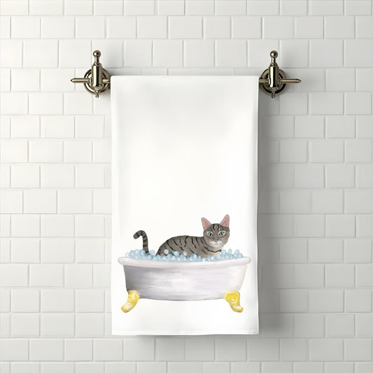 Tabby Cat Bubble Bath Towel - MerikaArt