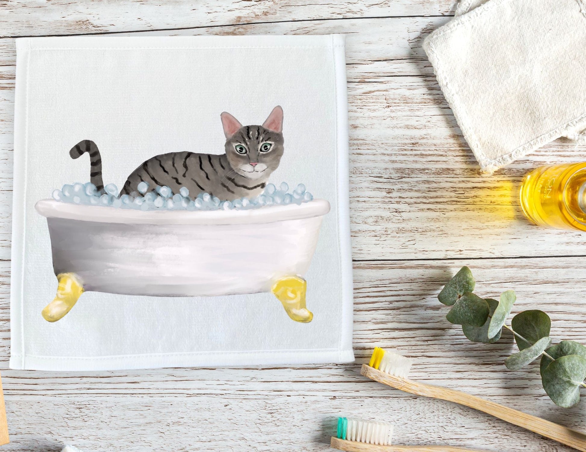 Tabby Cat Bubble Bath Washcloth – A Fun and Functional Towel - MerikaArt