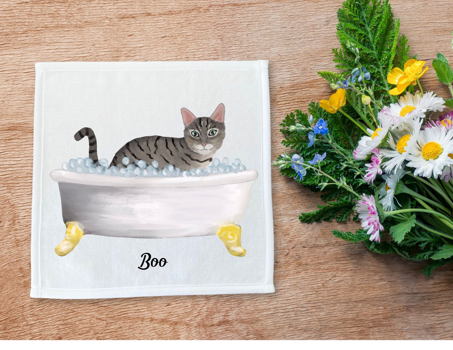 Tabby Cat Bubble Bath Washcloth – A Fun and Functional Towel - MerikaArt