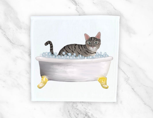 Tabby Cat Bubble Bath Washcloth – A Fun and Functional Towel - MerikaArt