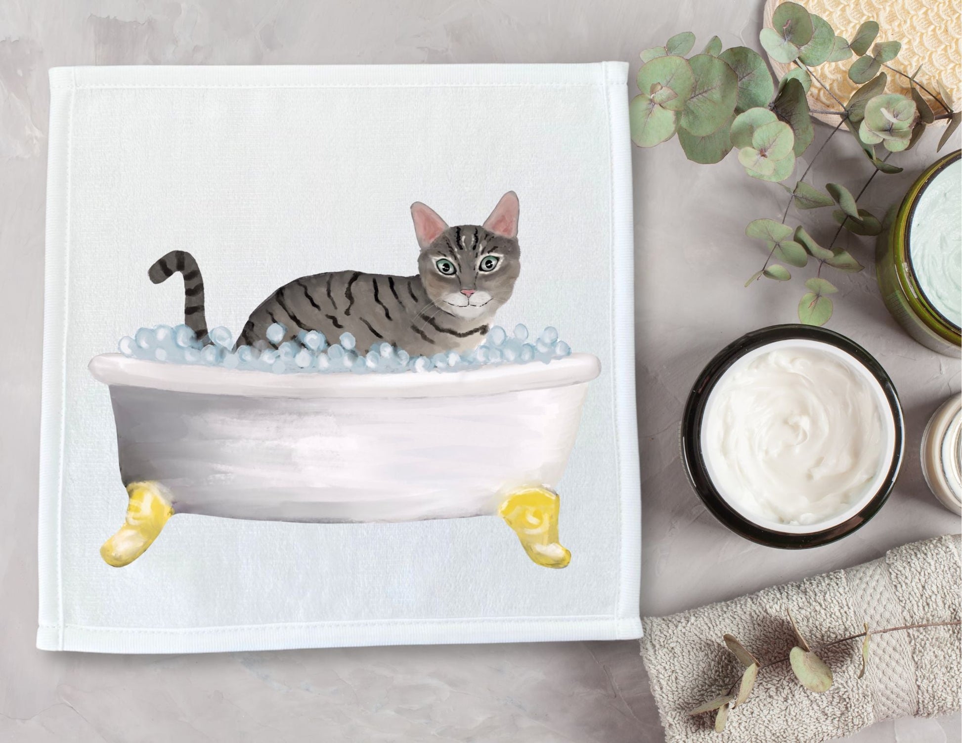 Tabby Cat Bubble Bath Washcloth – A Fun and Functional Towel - MerikaArt