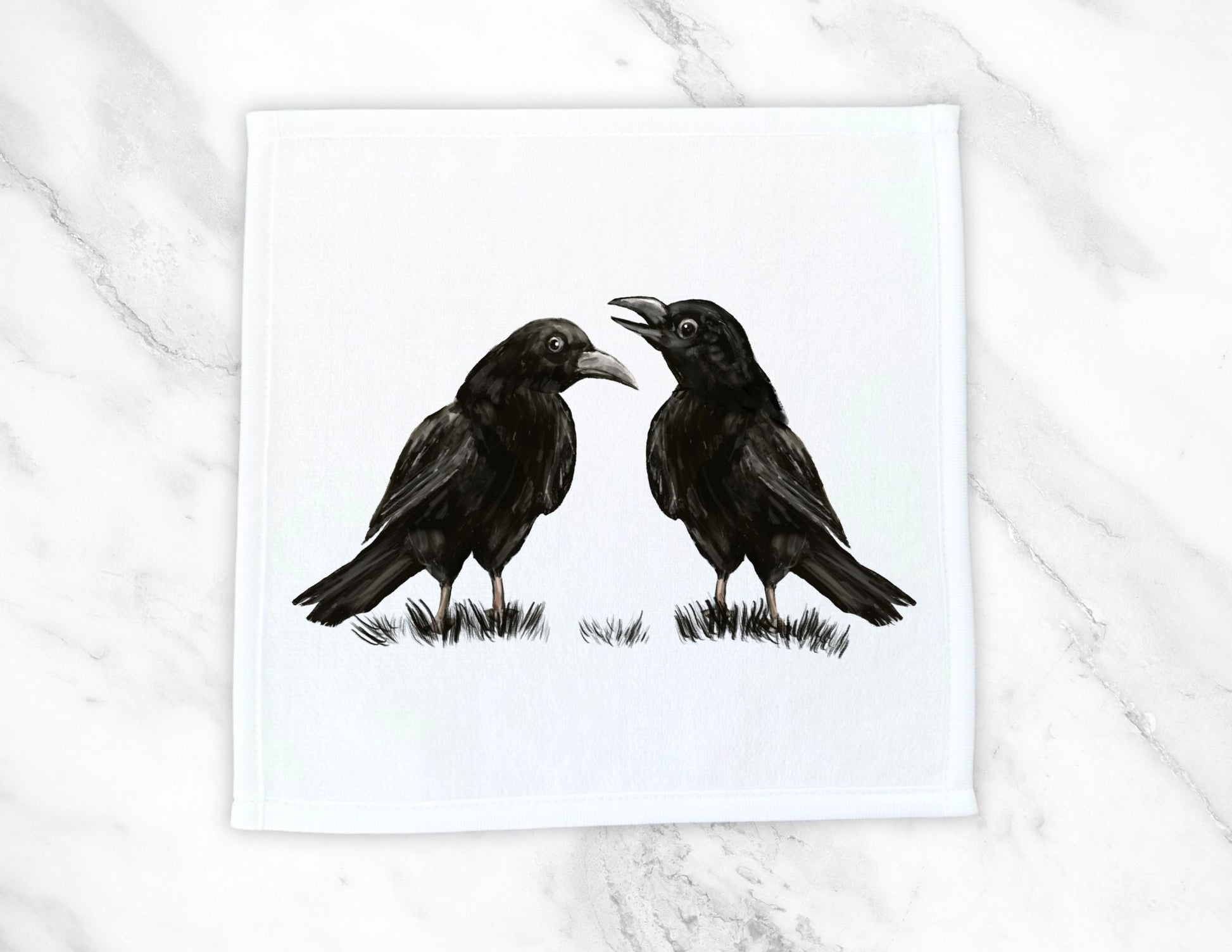 Talking Crows Washcloth – A Unique Gift for Bird and Nature Lovers - MerikaArt