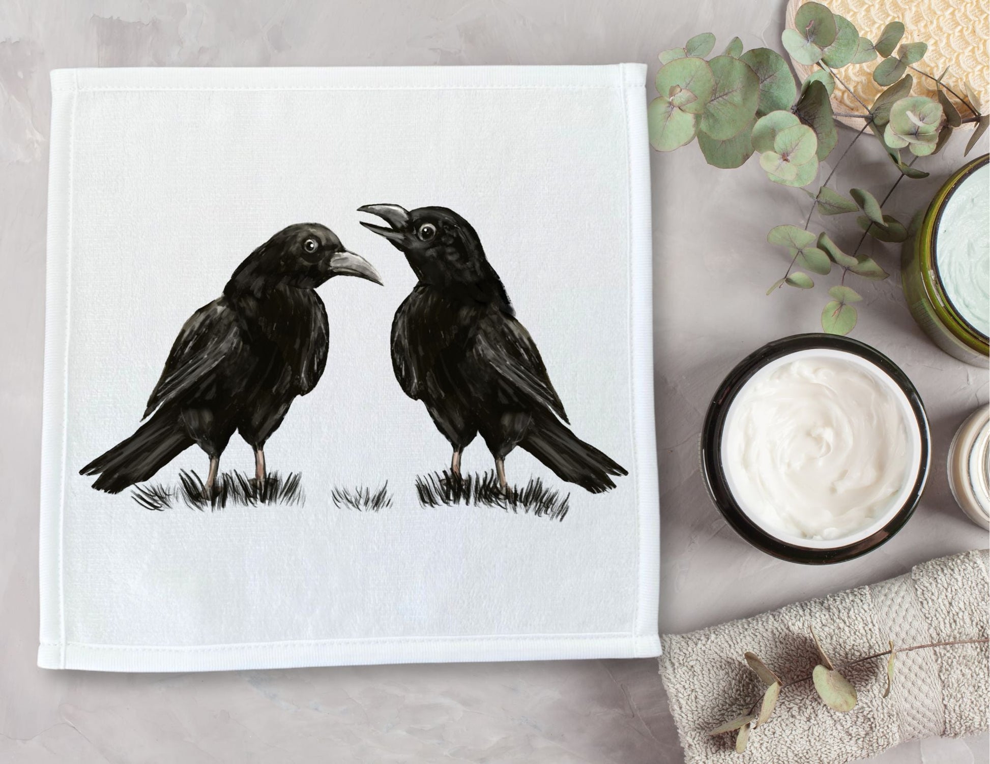 Talking Crows Washcloth – A Unique Gift for Bird and Nature Lovers - MerikaArt