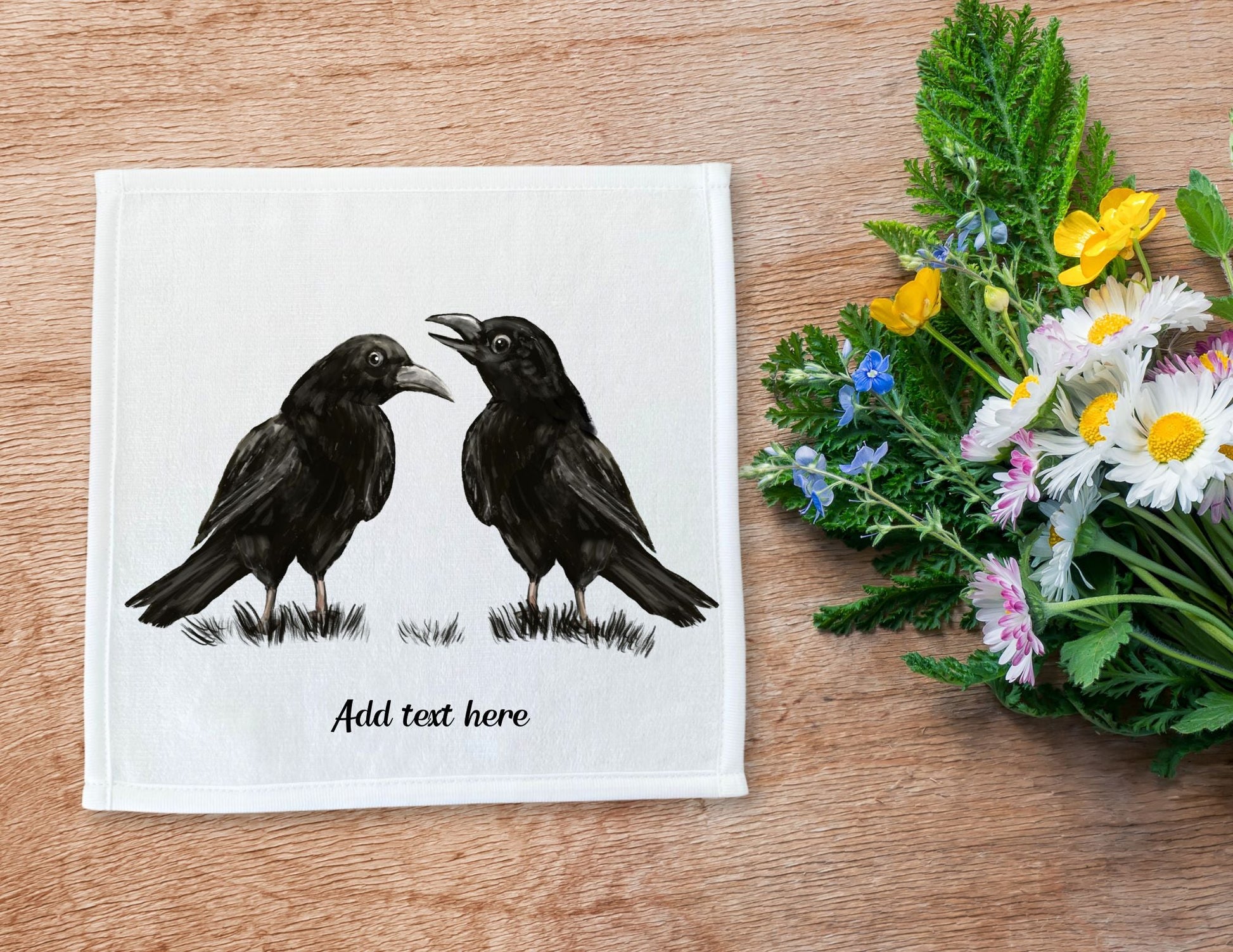 Talking Crows Washcloth – A Unique Gift for Bird and Nature Lovers - MerikaArt