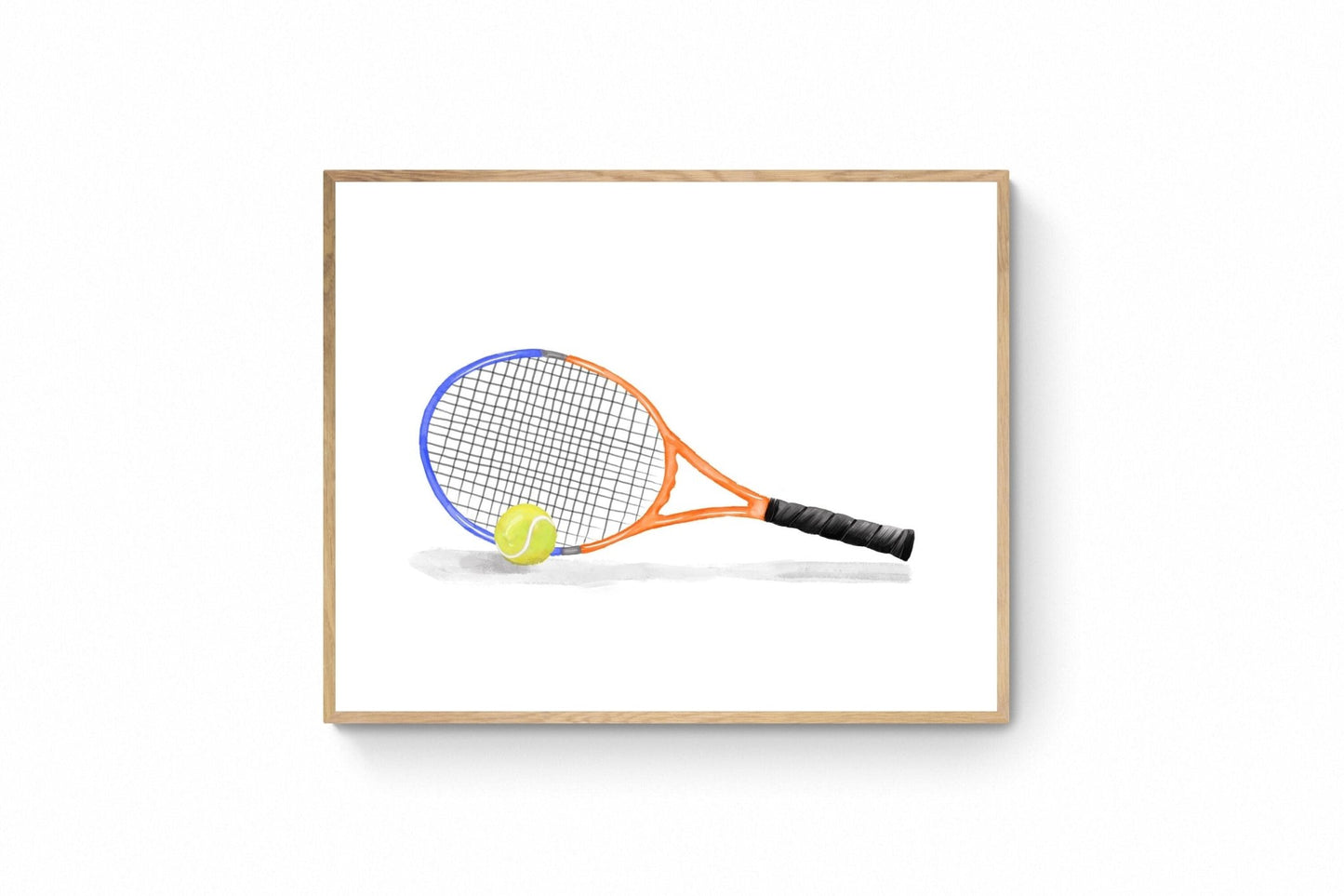 Tennis Racket Print, Sport Painting, Orange Racket Wall Art, Girls Boys Room Print, Kids Wall Art, Nursery Decor, Sports Lover Drawing - MerikaArt