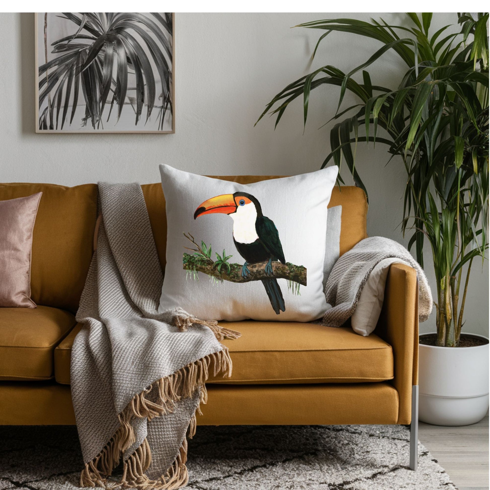 Toco Toucan Throw Pillow - MerikaArt