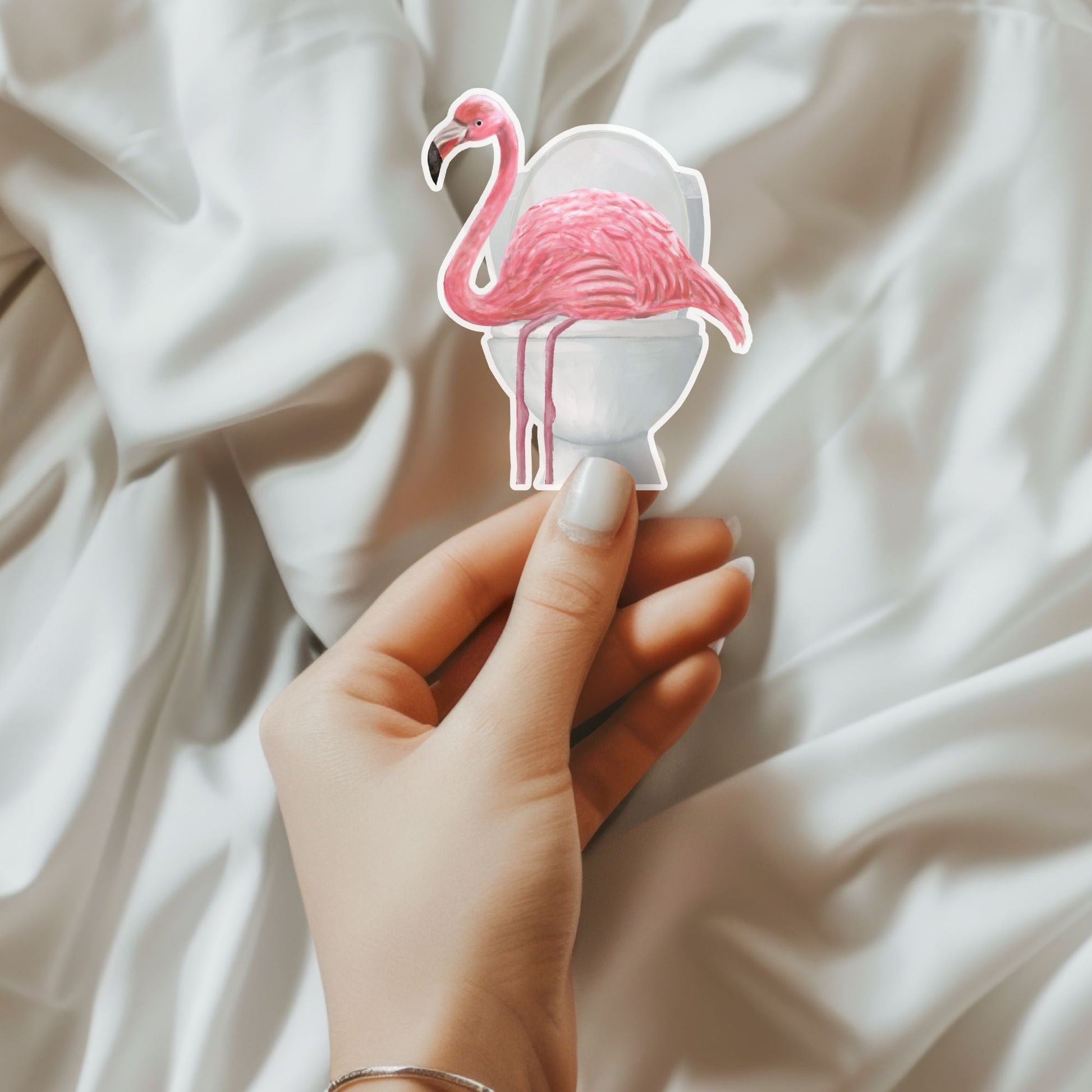 Toilet Flamingo Vinyl Sticker - MerikaArt