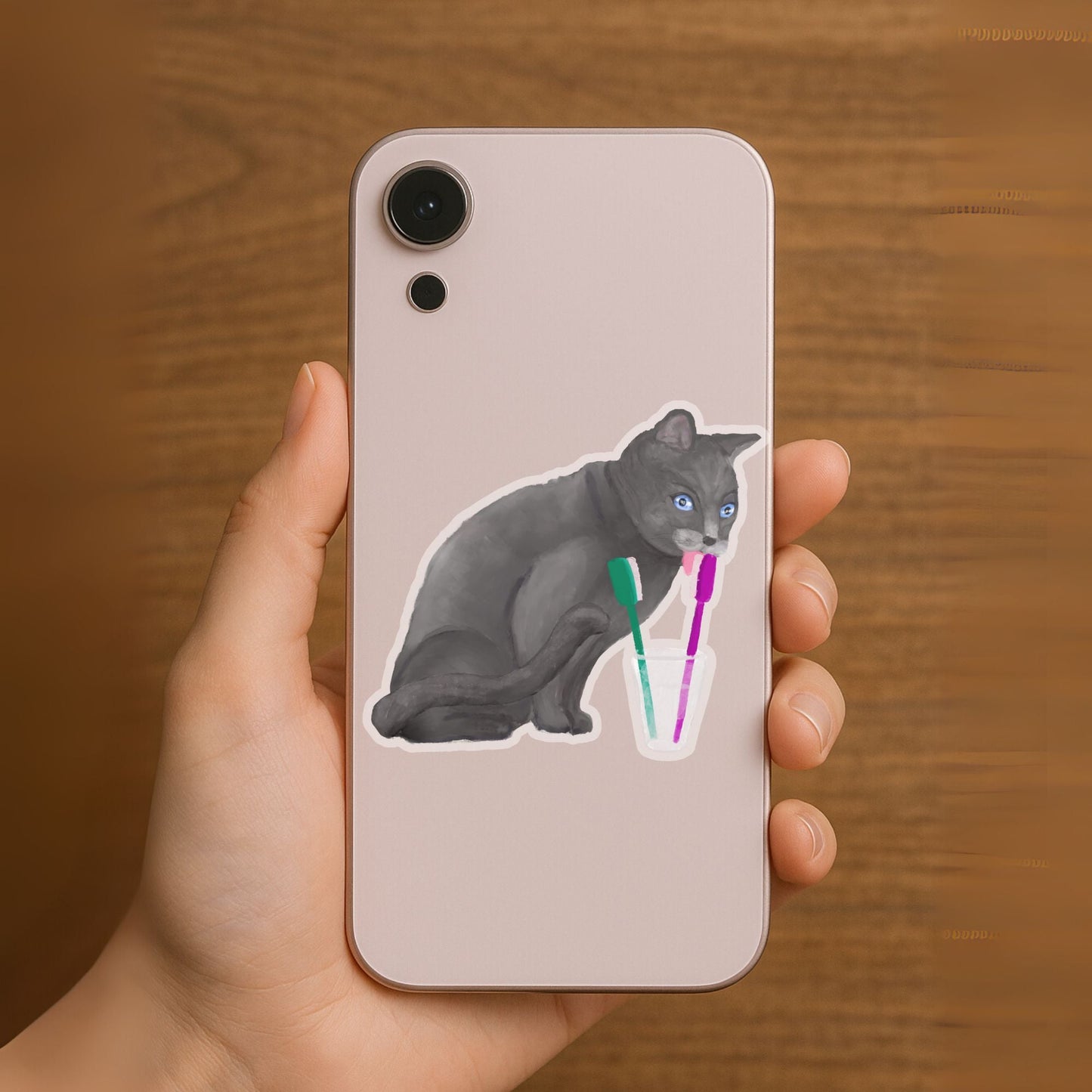 Toothbrush Cat Sticker - MerikaArt