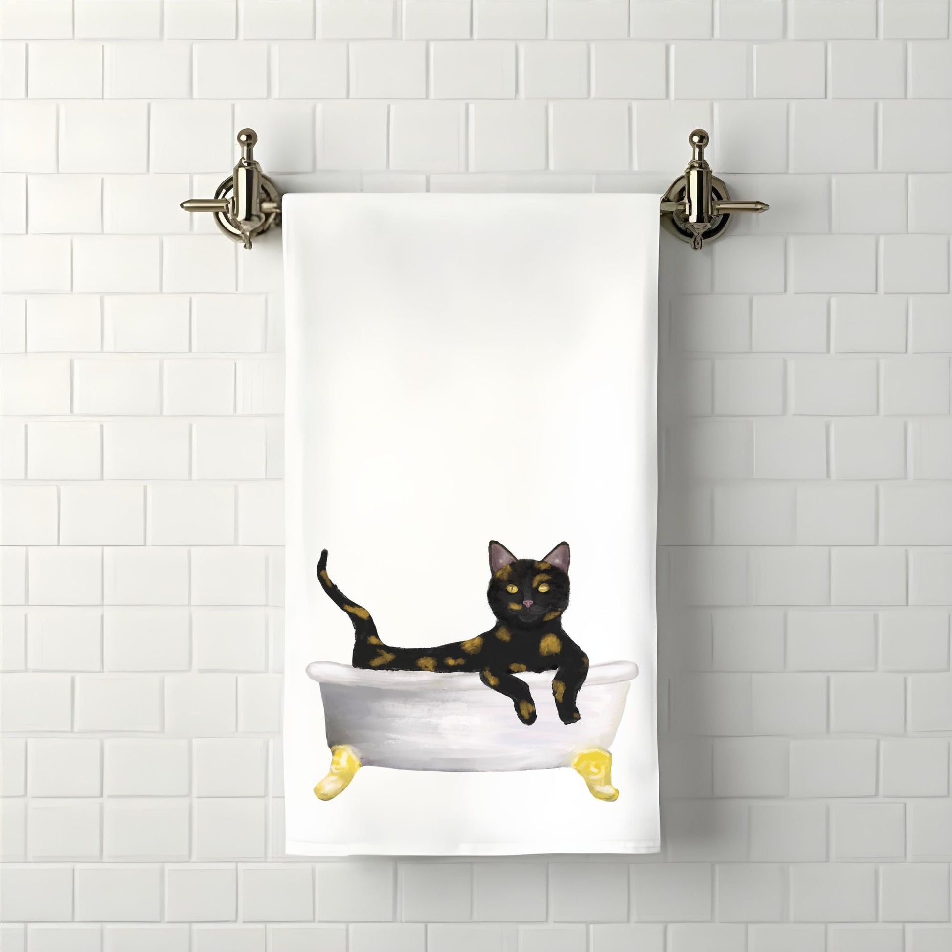 Tortoiseshell Cat Bath Towel - MerikaArt