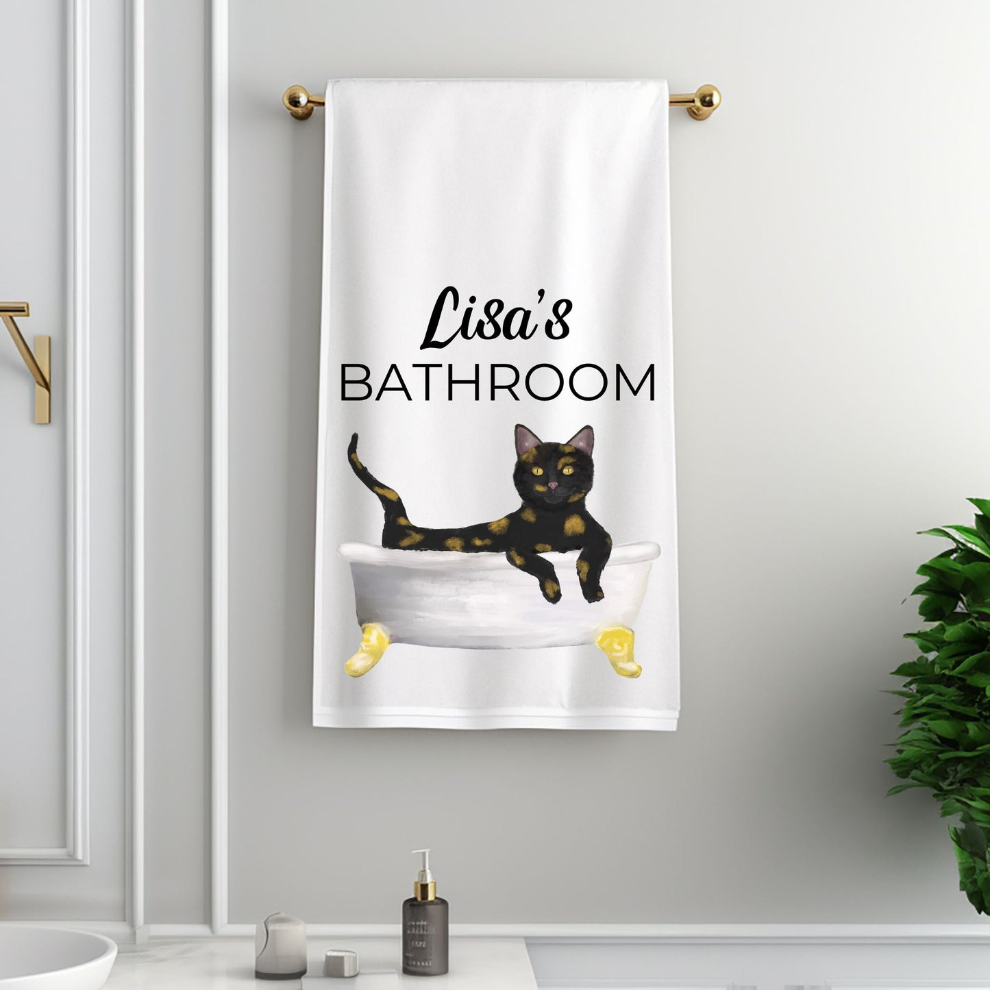 Tortoiseshell Cat Bath Towel - MerikaArt