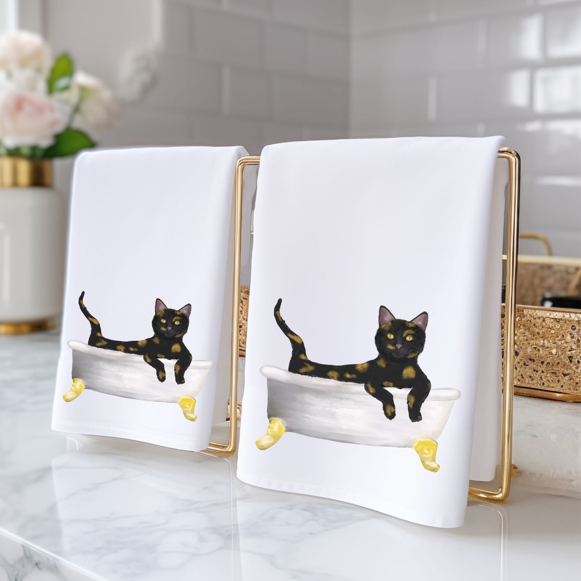 Tortoiseshell Cat Bath Towel - MerikaArt