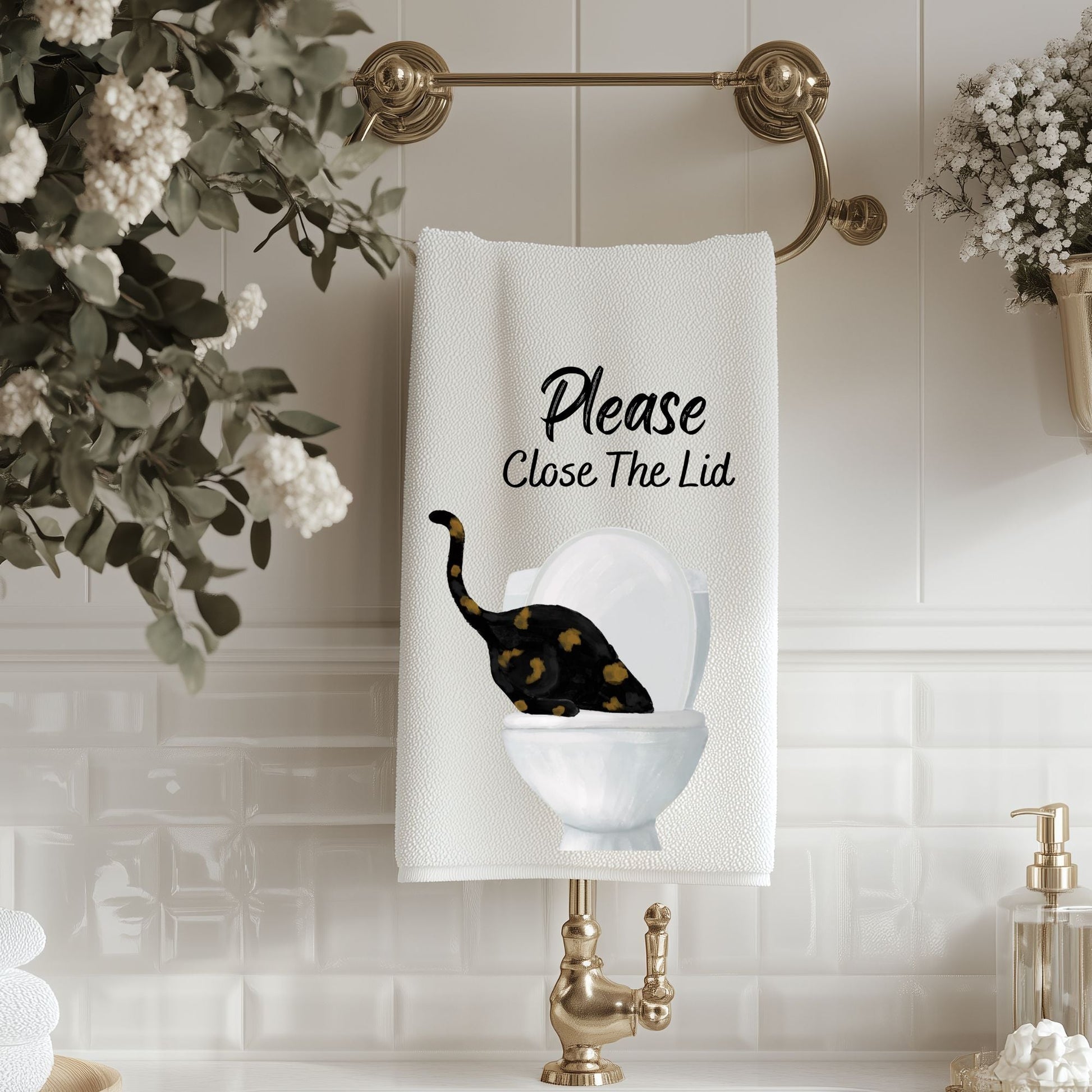 Tortoiseshell Cat Bathroom Towel - MerikaArt