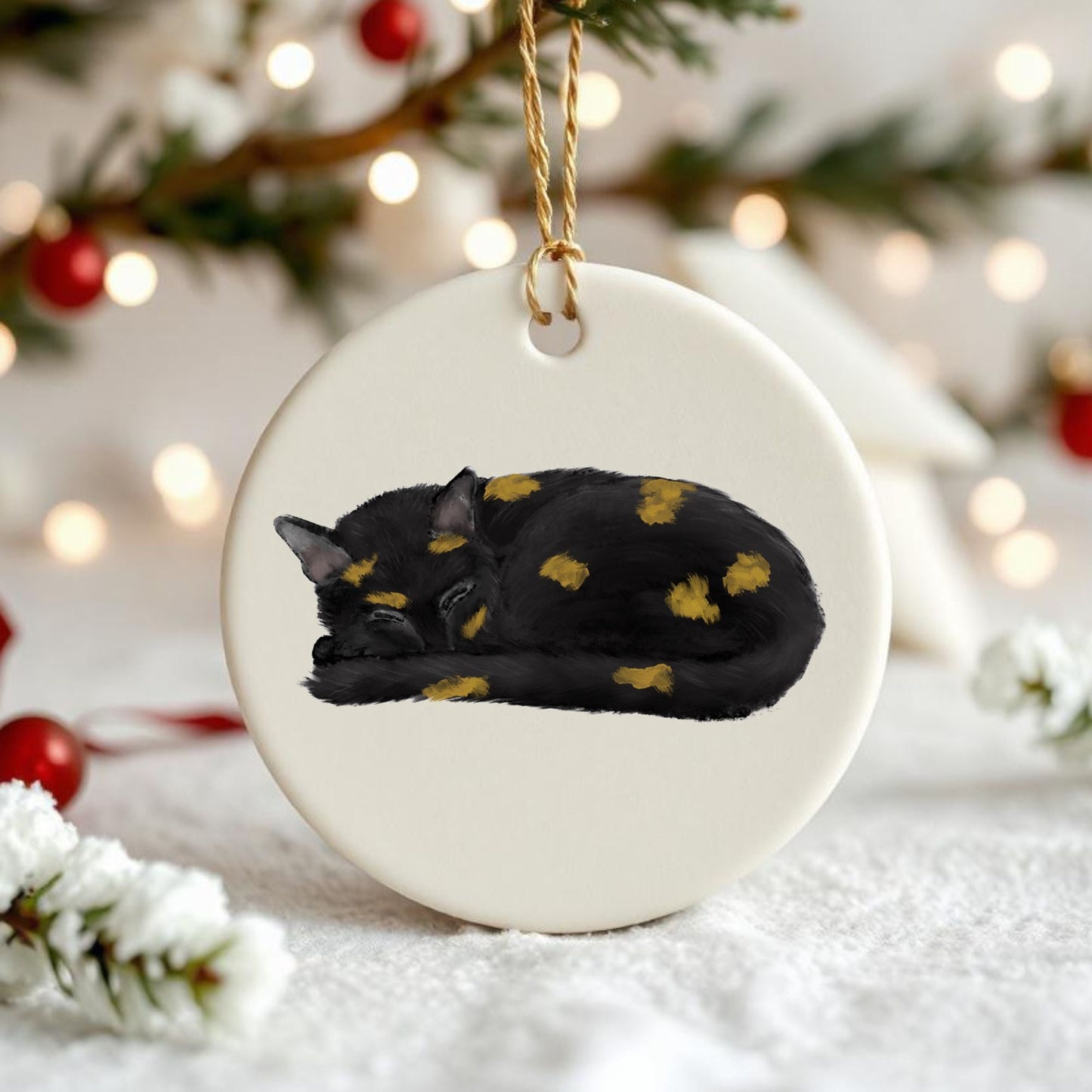 Tortoiseshell Cat Ceramic Ornament - MerikaArt