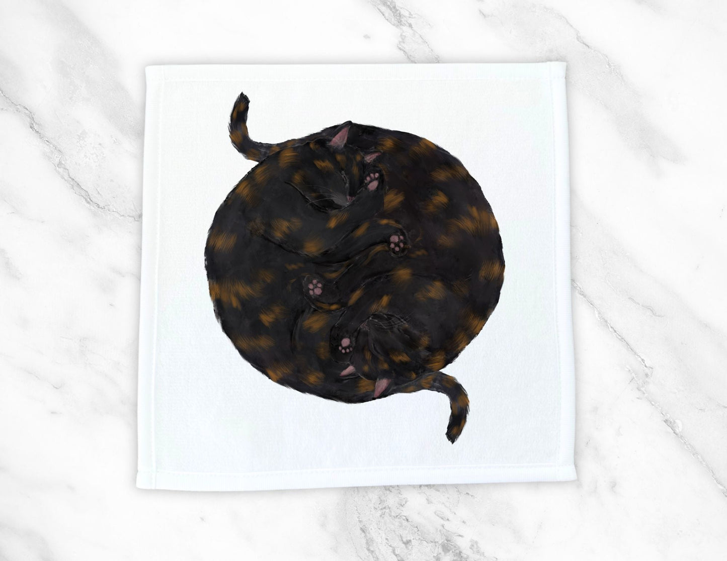 Tortoiseshell Cats Sleeping Washcloth - MerikaArt