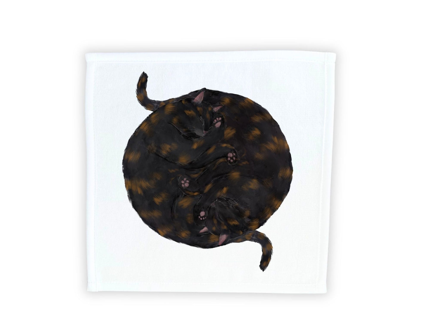 Tortoiseshell Cats Sleeping Washcloth - MerikaArt