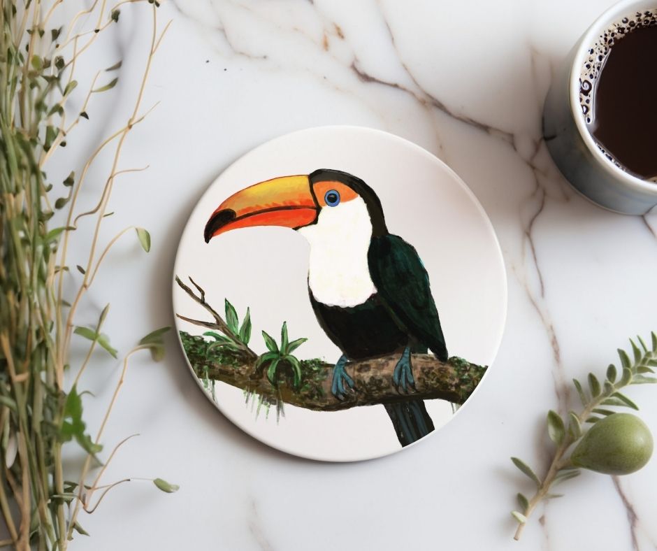 Toucan Ceramic Coaster - MerikaArt