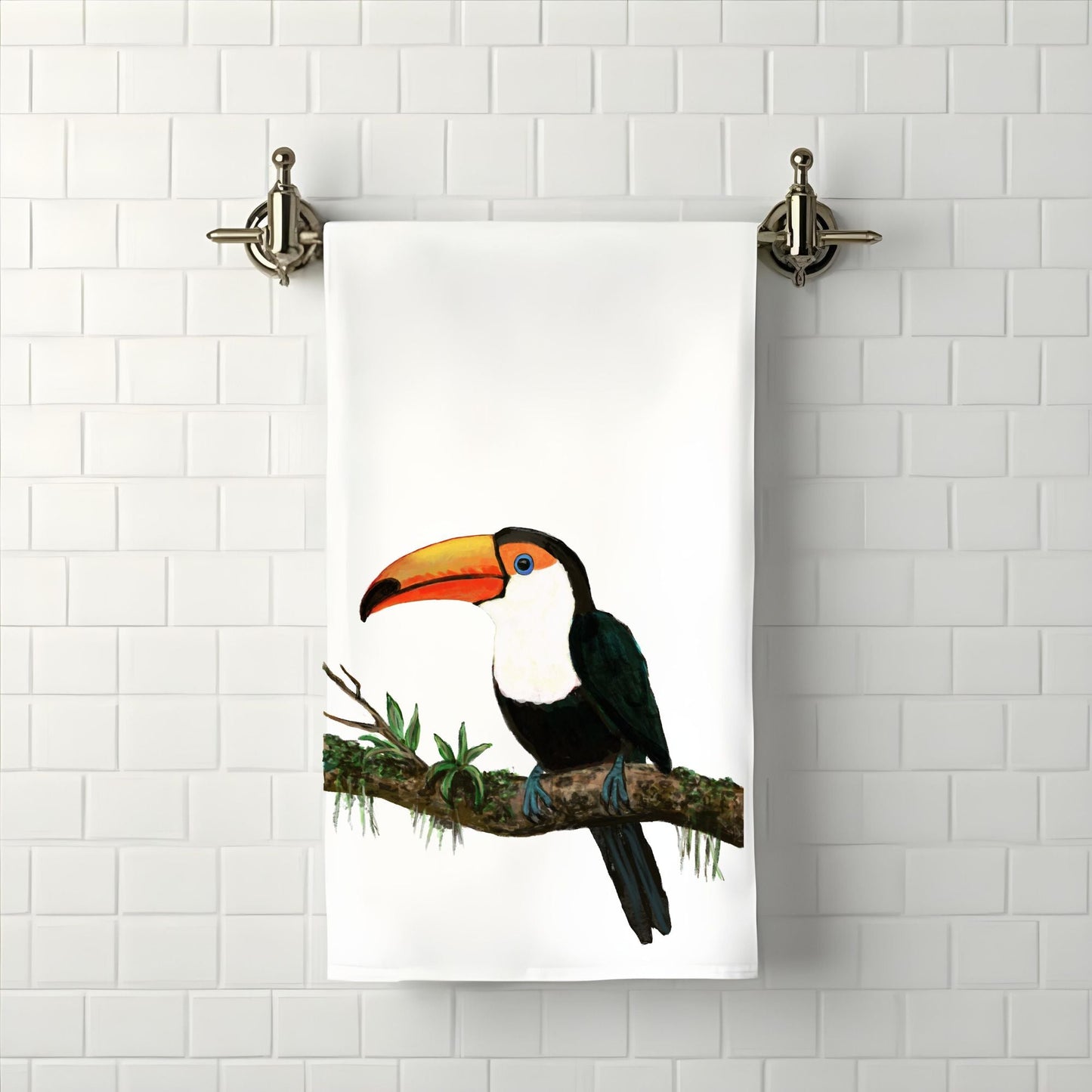 Toucan on Branch Bathroom Towel - MerikaArt