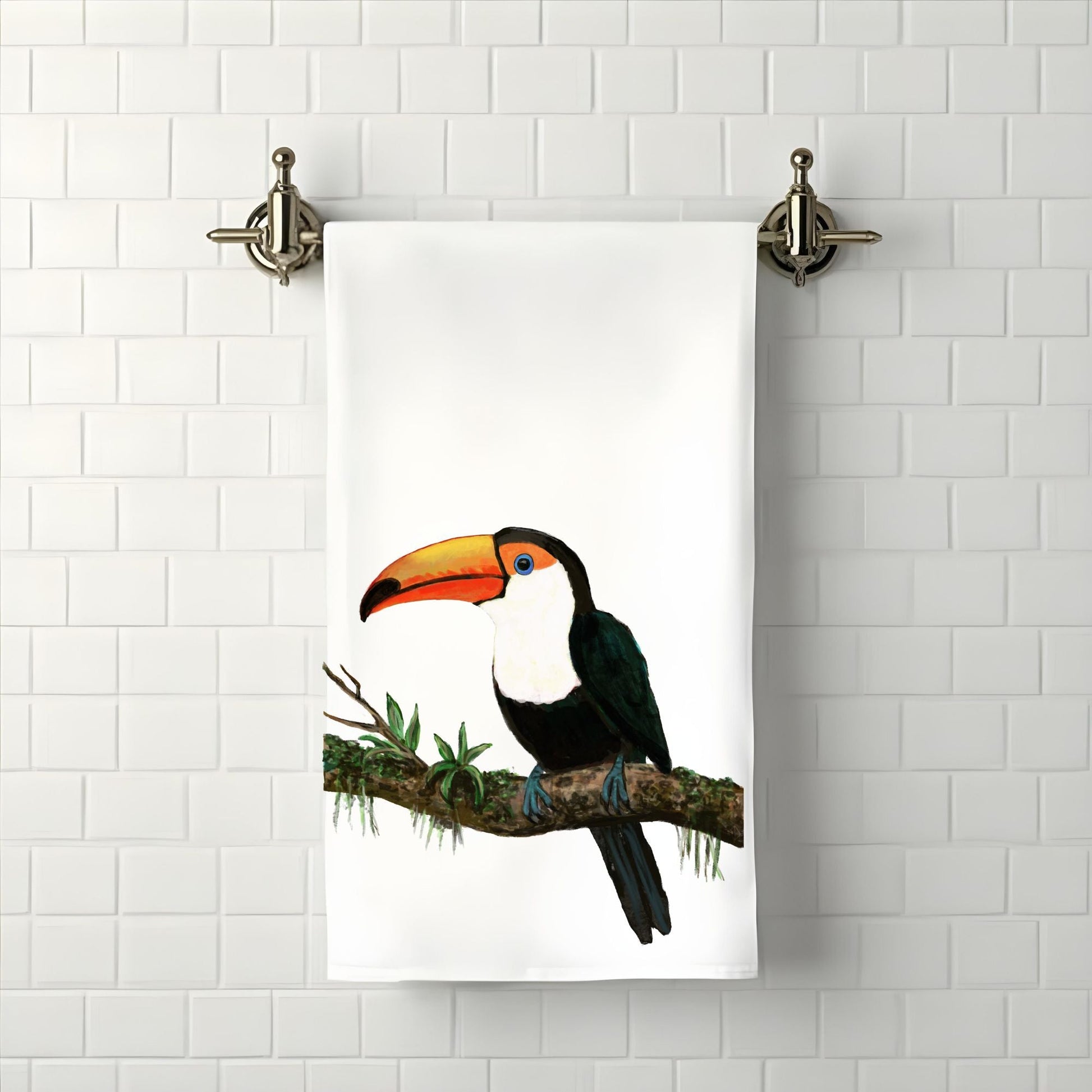 Toucan on Branch Bathroom Towel - MerikaArt