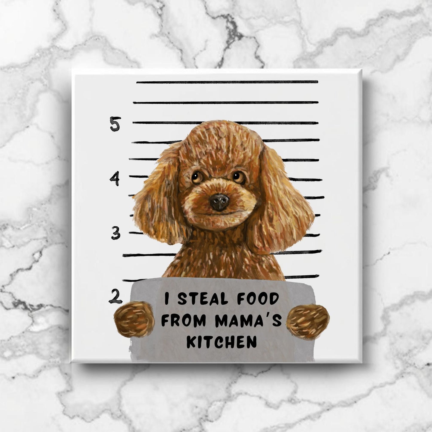 Toy Poodle Mugshot Ceramic Tile - MerikaArt