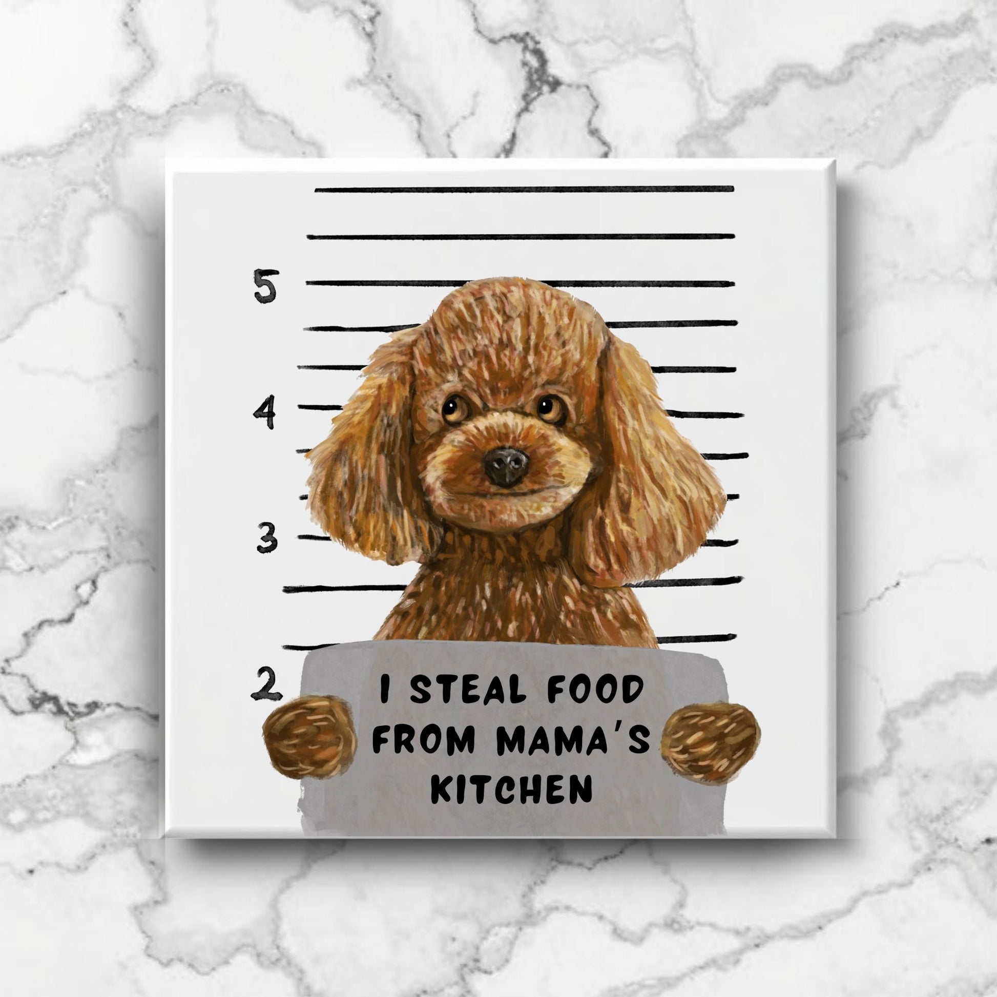 Toy Poodle Mugshot Ceramic Tile - MerikaArt