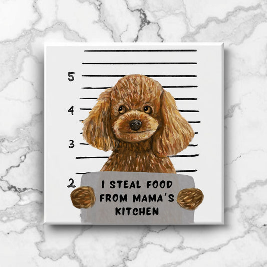 Toy Poodle Mugshot Ceramic Tile - MerikaArt