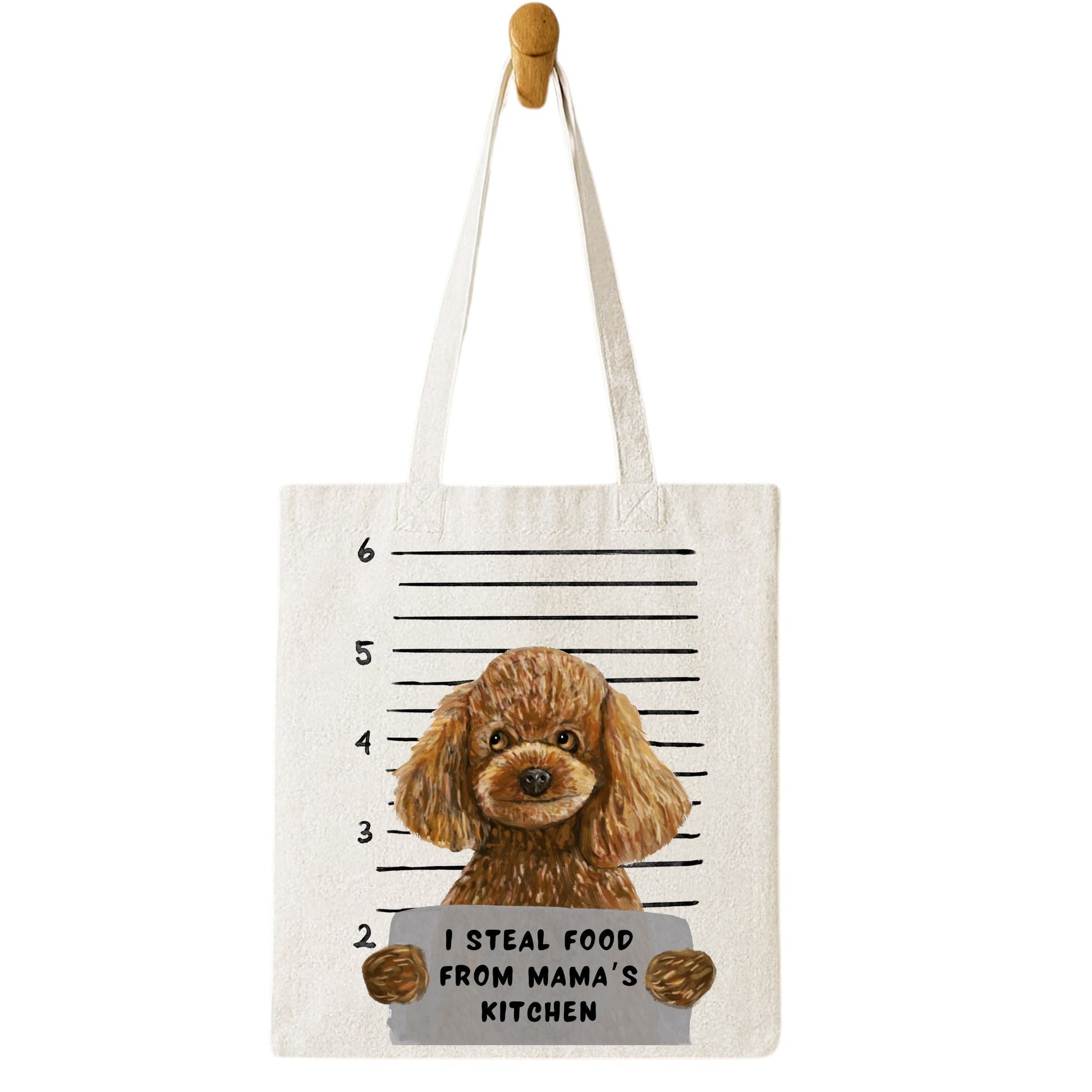 Toy Poodle Mugshot Tote Bag - MerikaArt