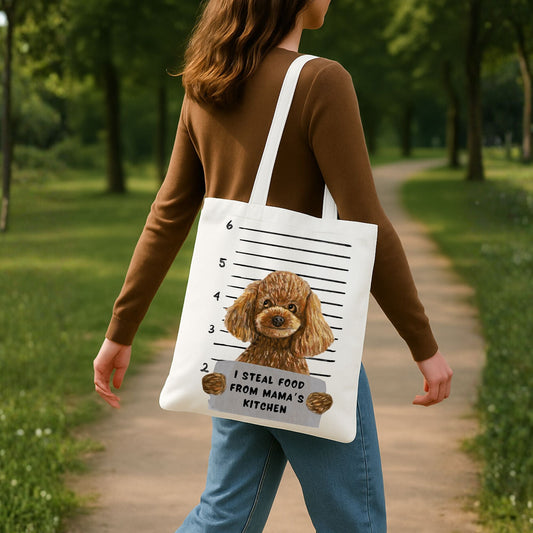 Toy Poodle Mugshot Tote Bag - MerikaArt