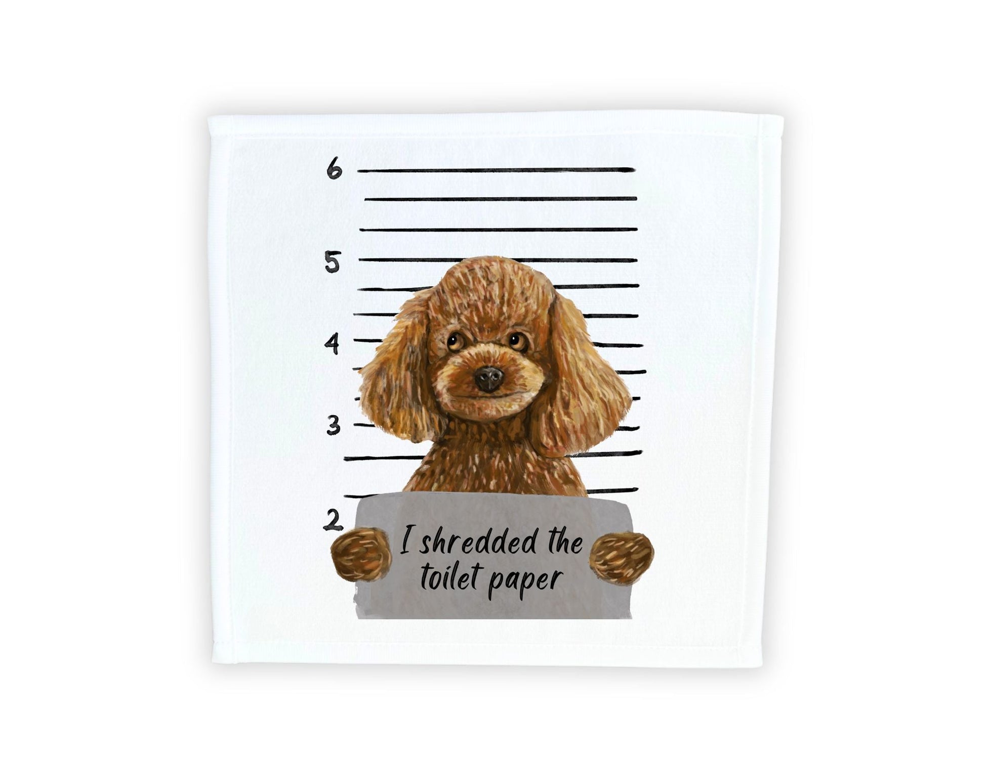 Toy Poodle Mugshot Washcloth - MerikaArt