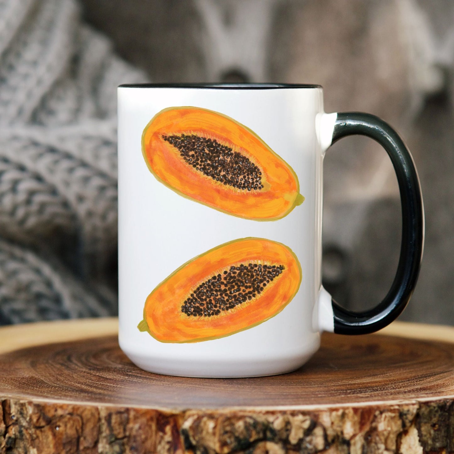 Tropical Papaya Mug with Vibrant Fruit Art - MerikaArt