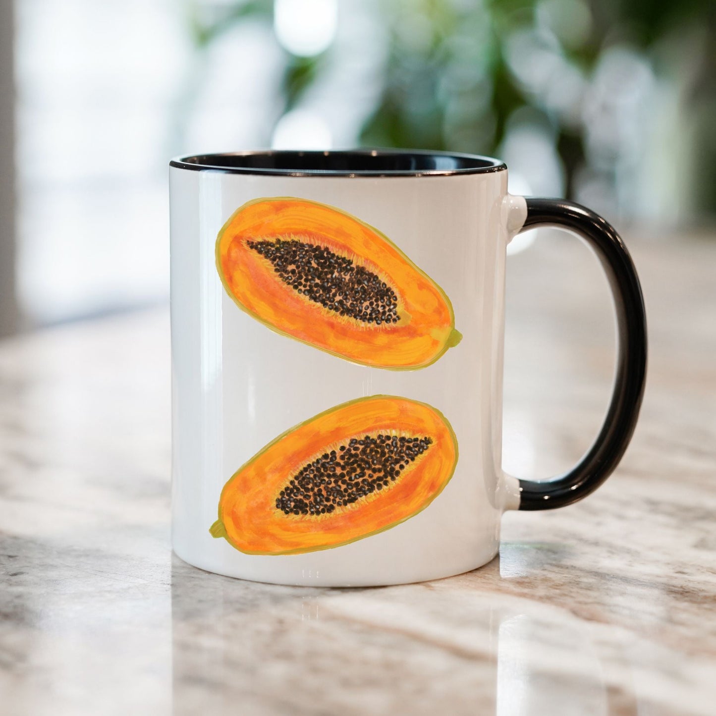 Tropical Papaya Mug with Vibrant Fruit Art - MerikaArt