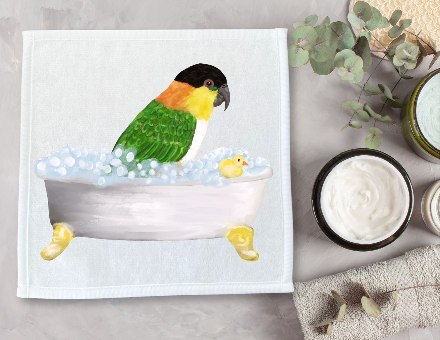 Tropical Parrot Bath Washcloth - MerikaArt