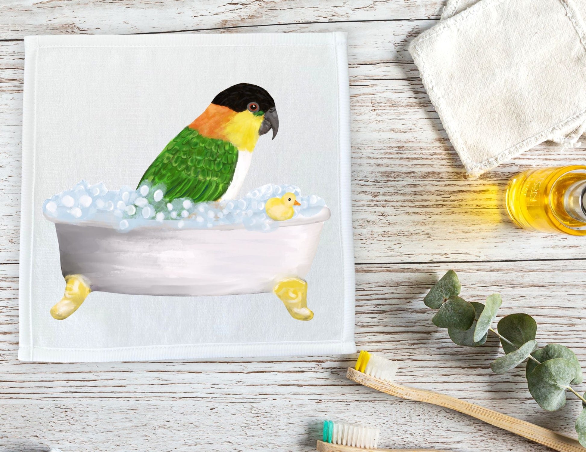 Tropical Parrot Bath Washcloth - MerikaArt