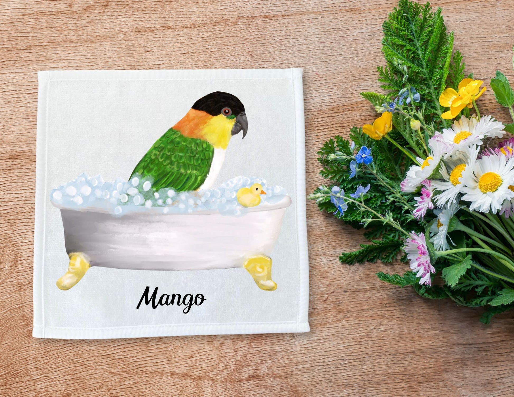 Tropical Parrot Bath Washcloth - MerikaArt