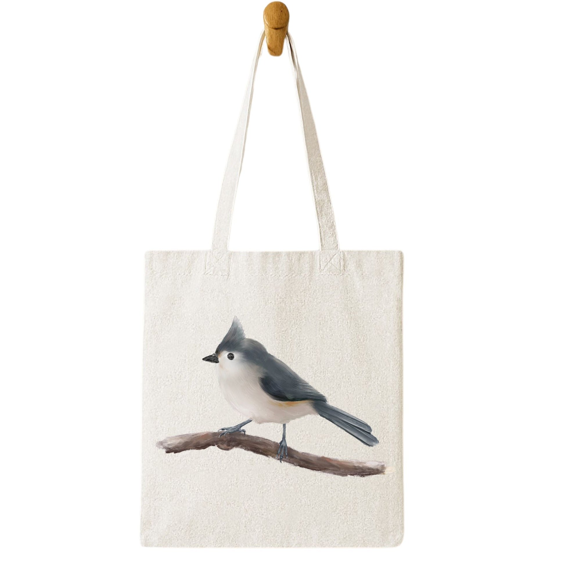 Tufted Titmouse Canvas Tote Bag - MerikaArt