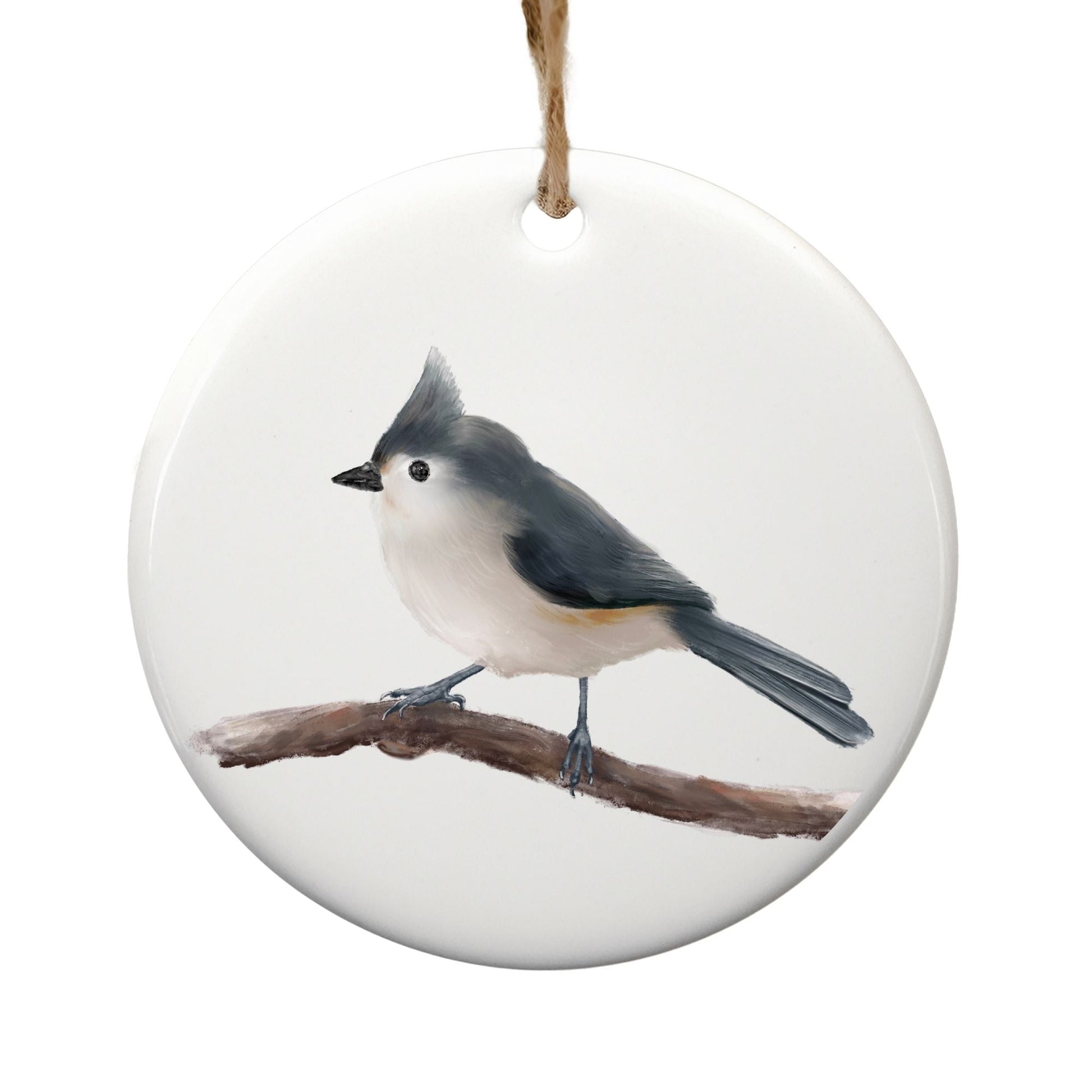 Tufted Titmouse Ceramic Ornament - MerikaArt