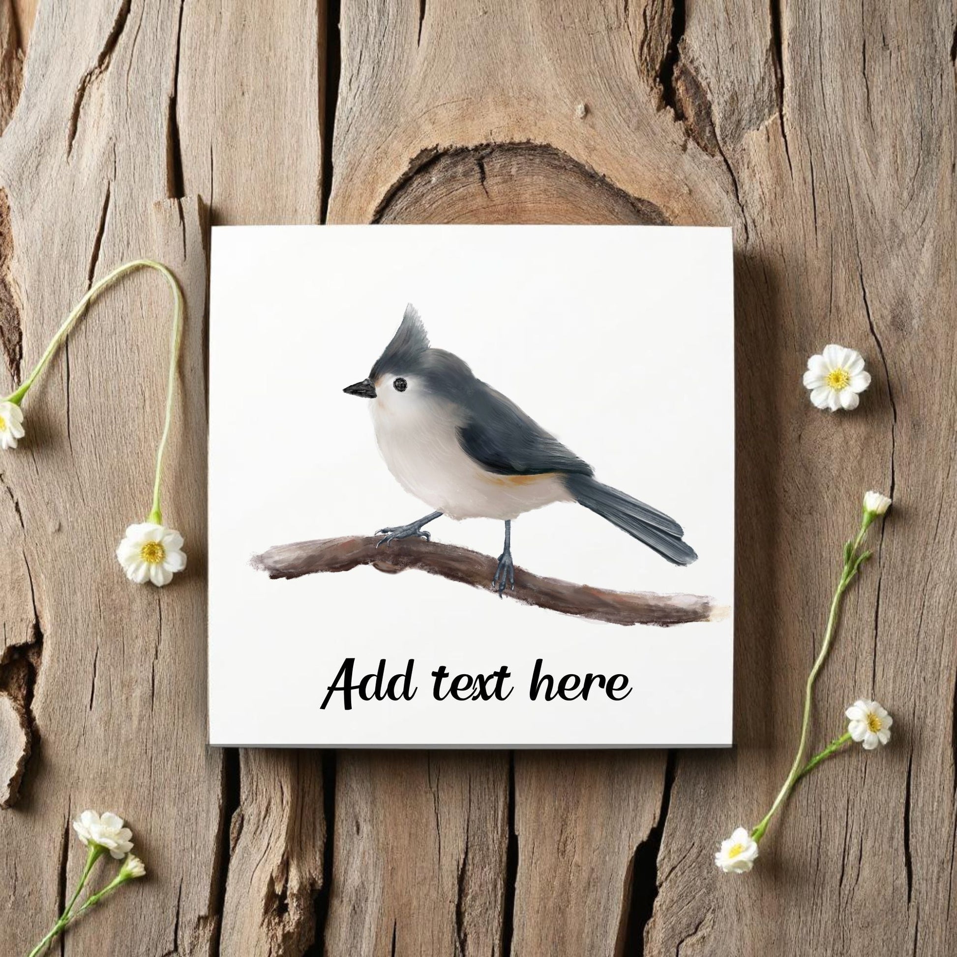 Tufted Titmouse Ceramic Tile – Delicate Handcrafted Bird Artwork - MerikaArt