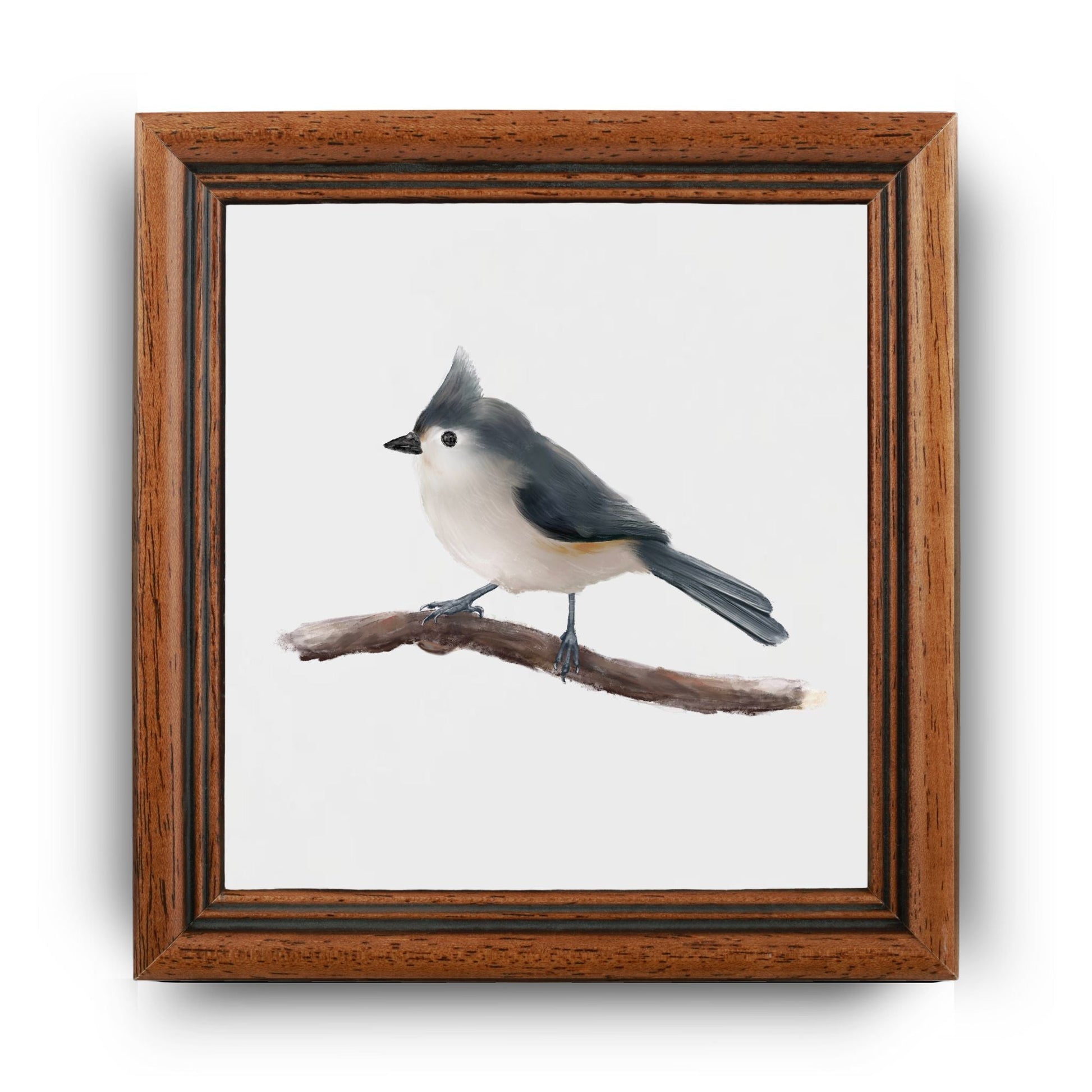 Tufted Titmouse Ceramic Tile – Delicate Handcrafted Bird Artwork - MerikaArt