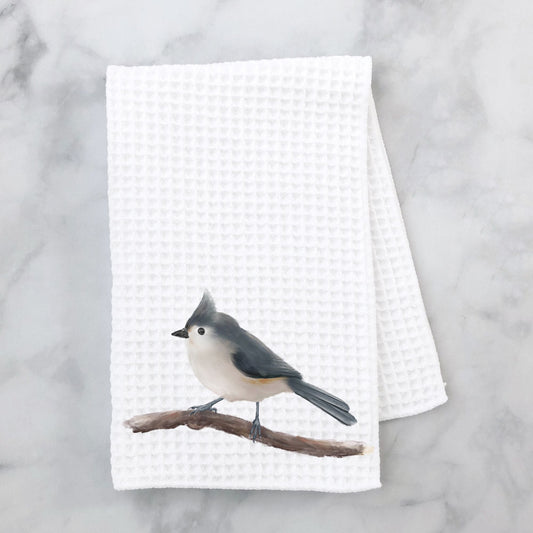 Tufted Titmouse Kitchen Towel - MerikaArt