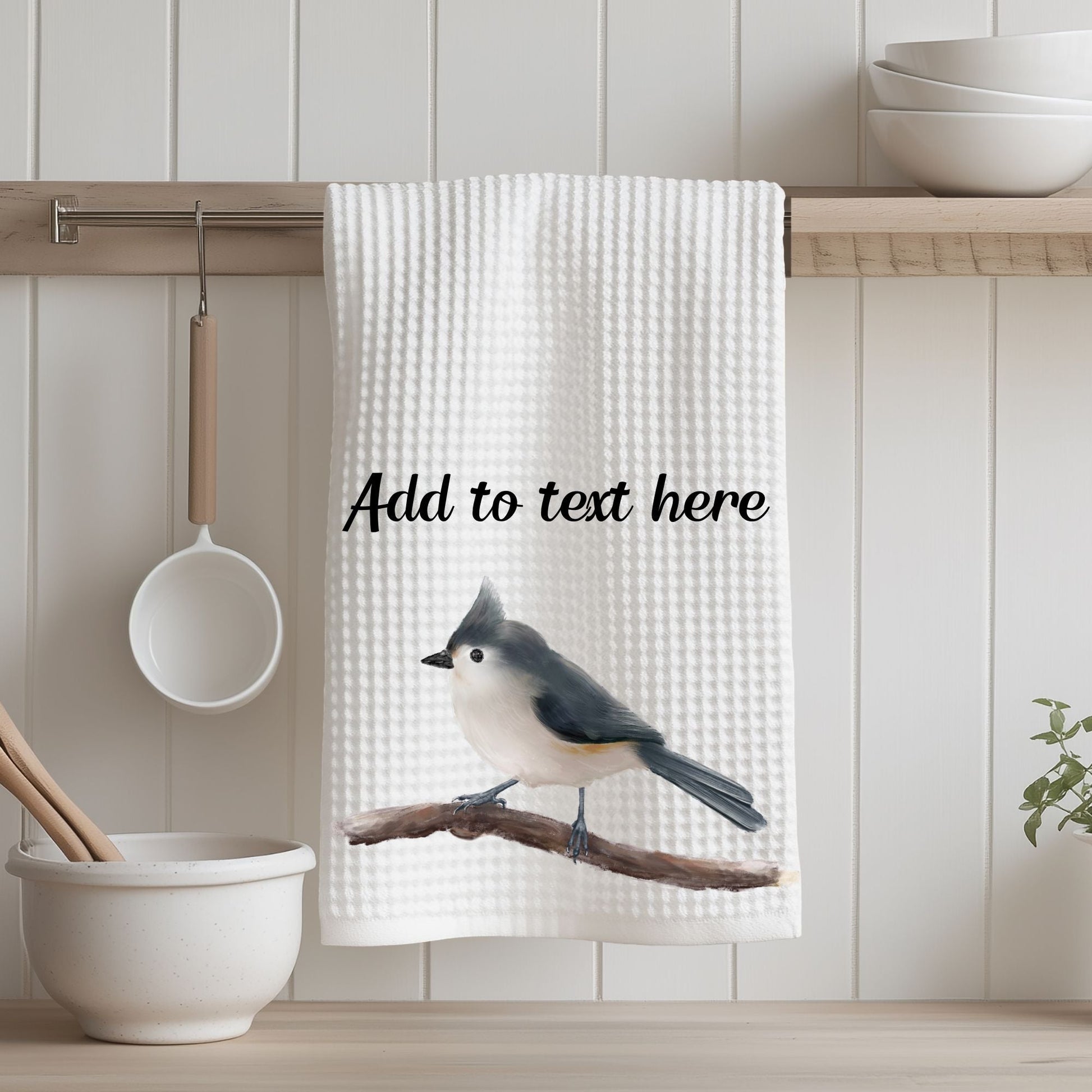 Tufted Titmouse Kitchen Towel - MerikaArt