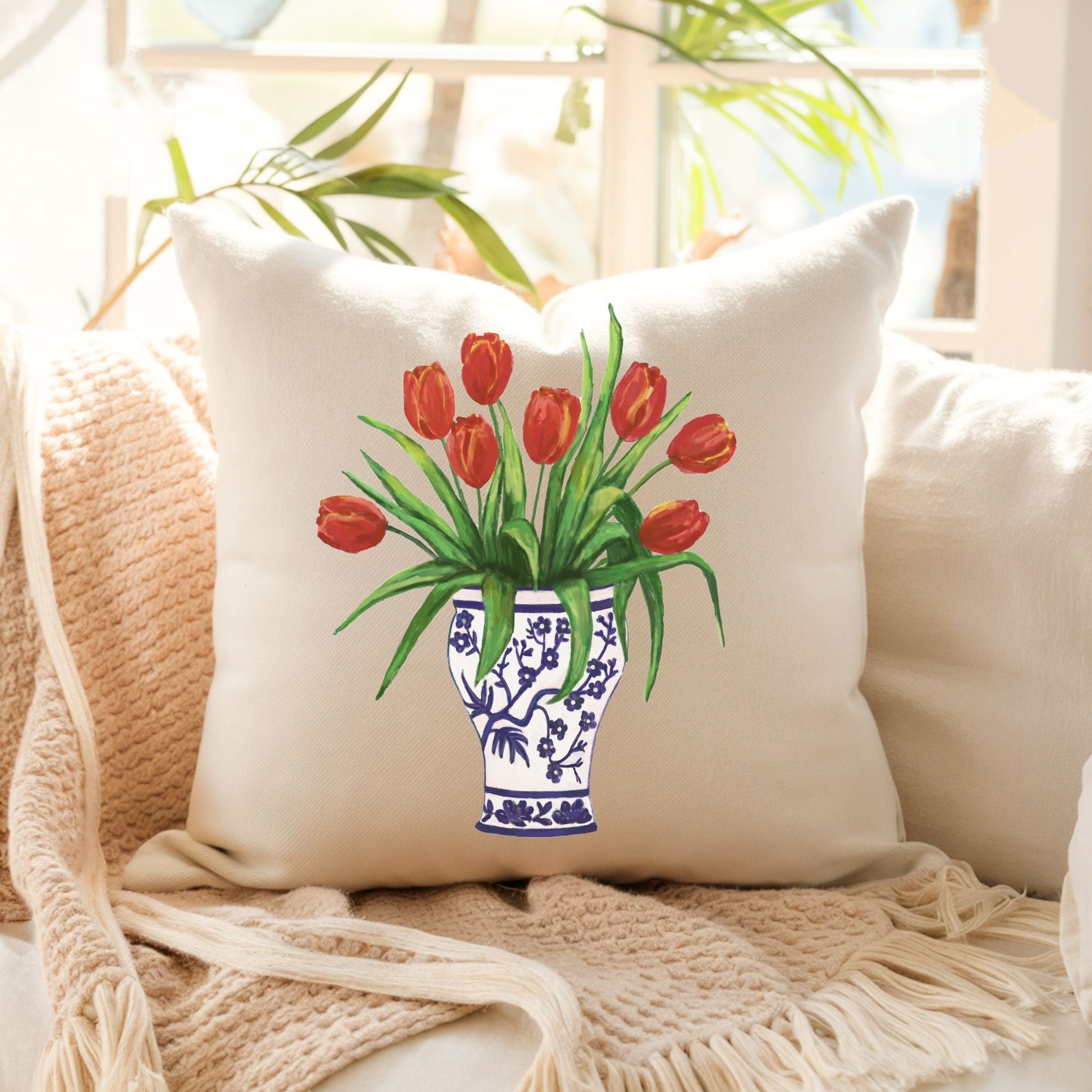 Tulip Vase Pillow - MerikaArt