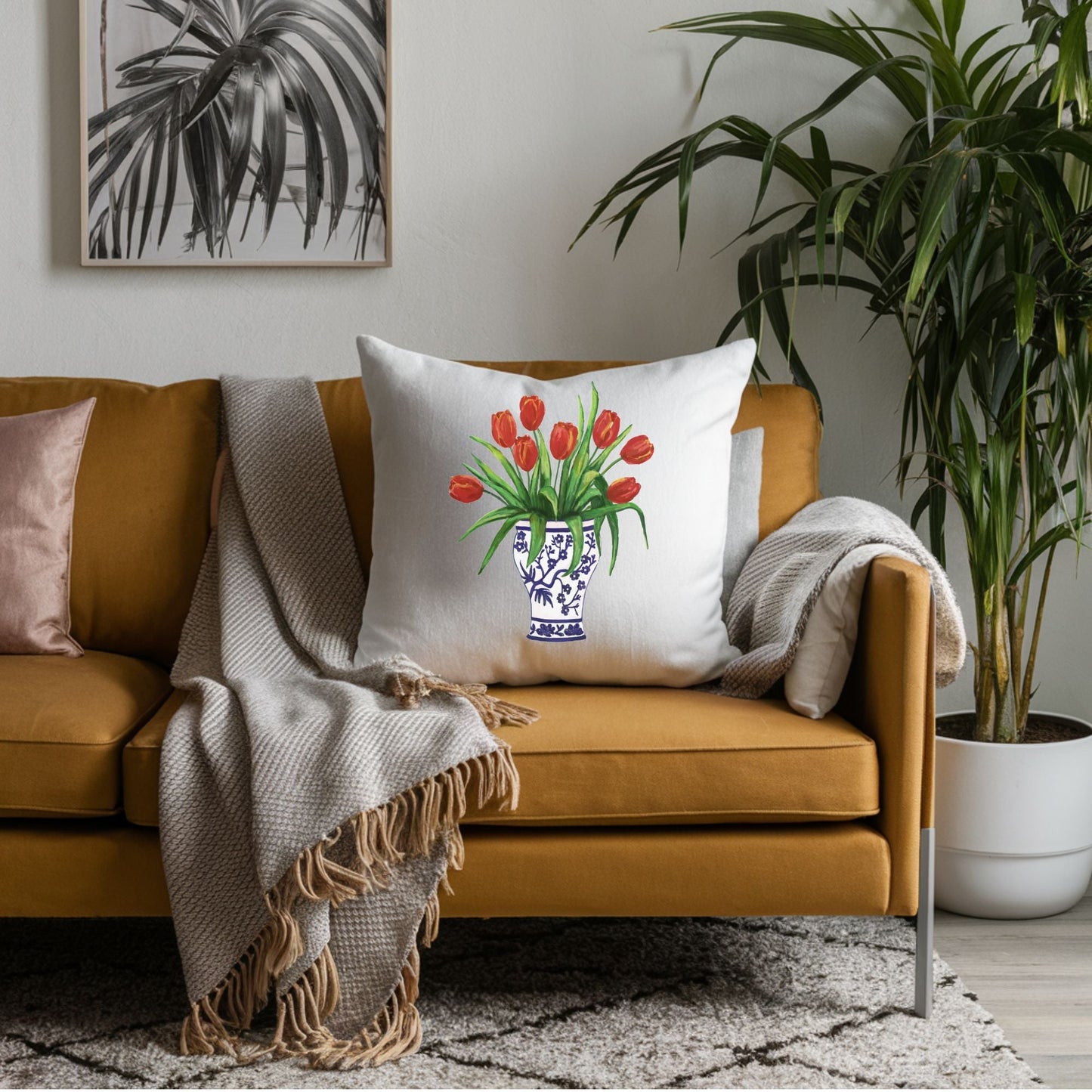 Tulip Vase Pillow - MerikaArt