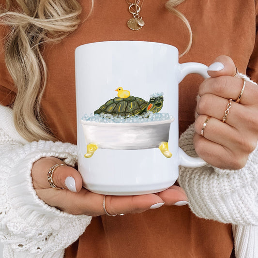 Turtle Bath Time Mug - MerikaArt
