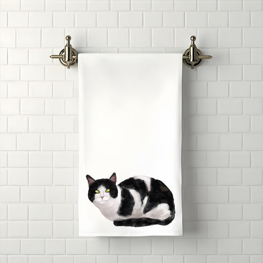 Tuxedo Cat Bathroom Towel - MerikaArt