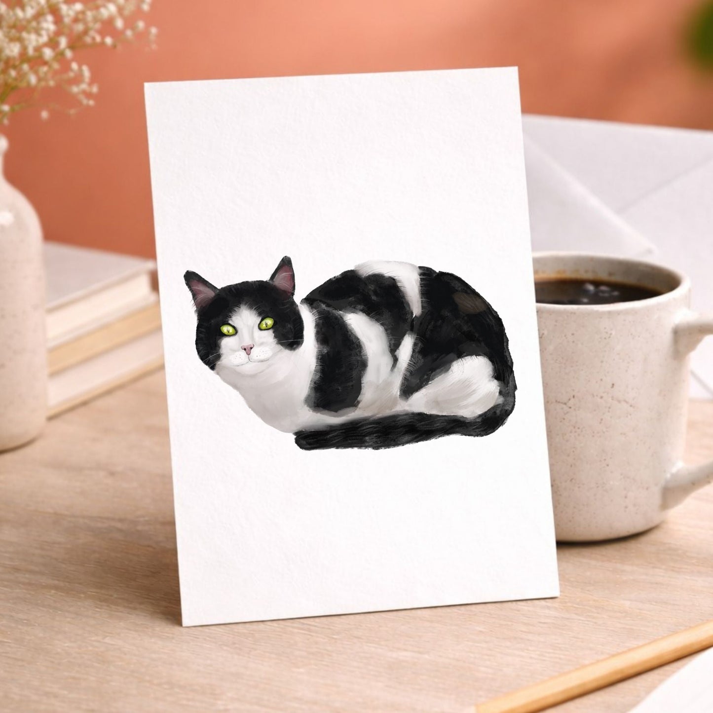 Tuxedo Cat Postcard - MerikaArt