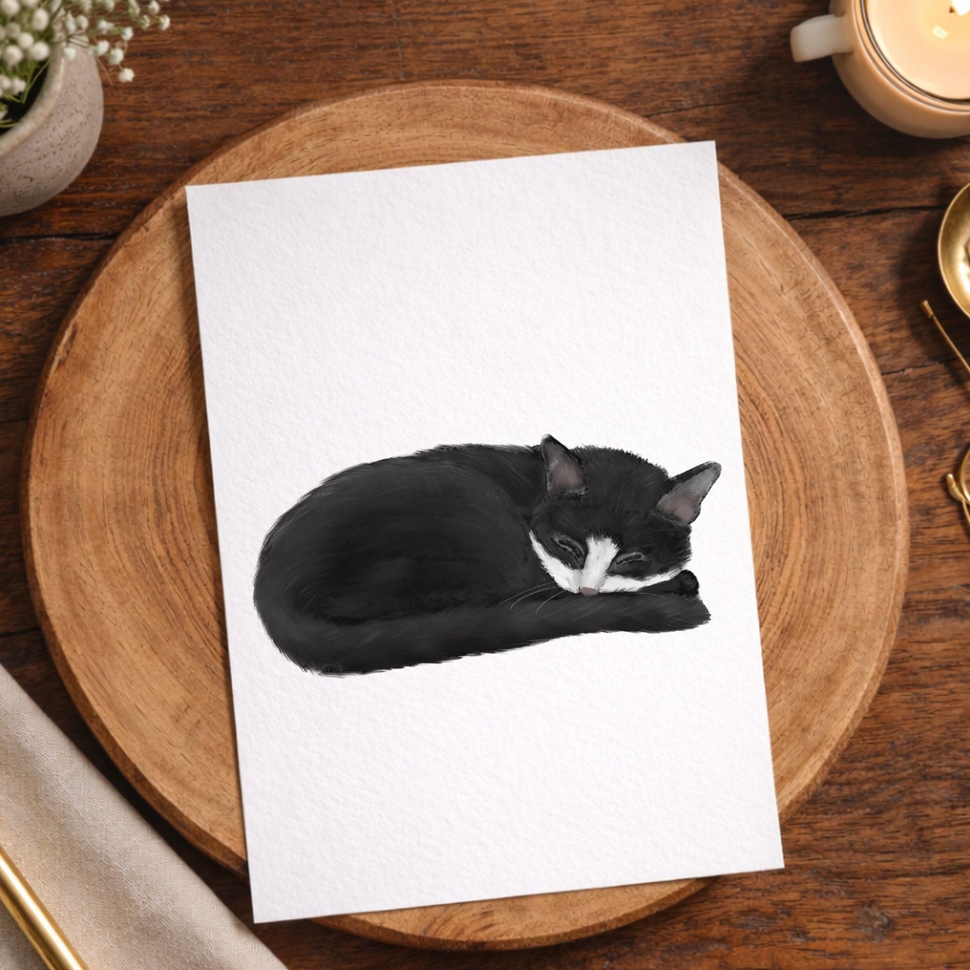 Tuxedo Cat Postcard - MerikaArt