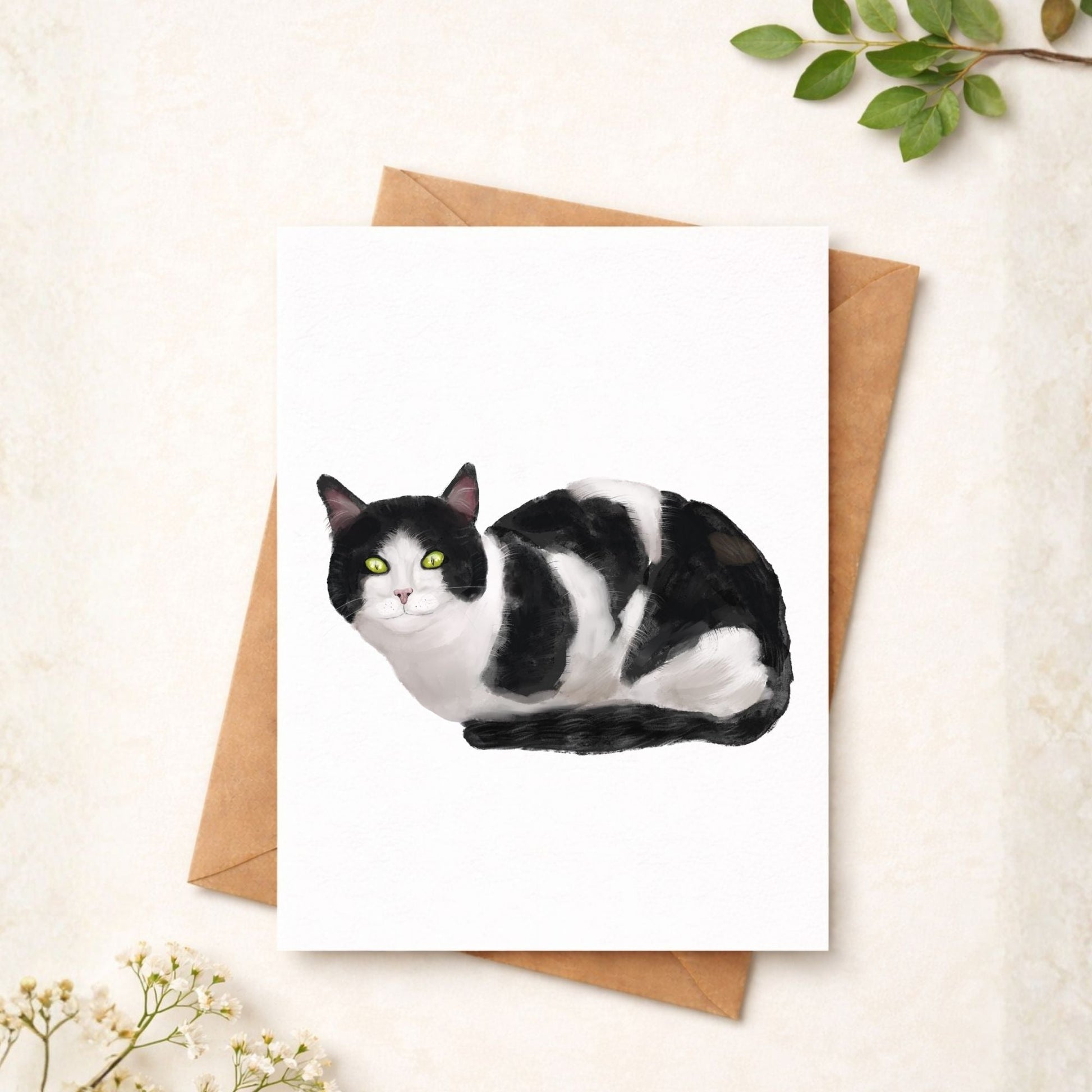 Tuxedo Cat Postcard - MerikaArt
