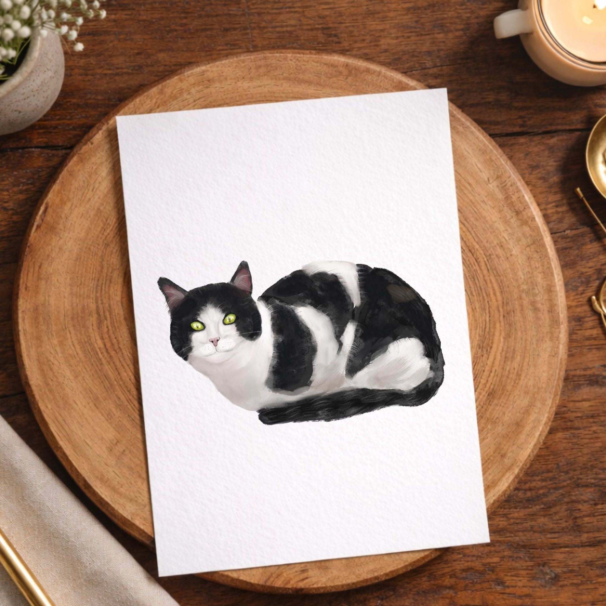 Tuxedo Cat Postcard - MerikaArt