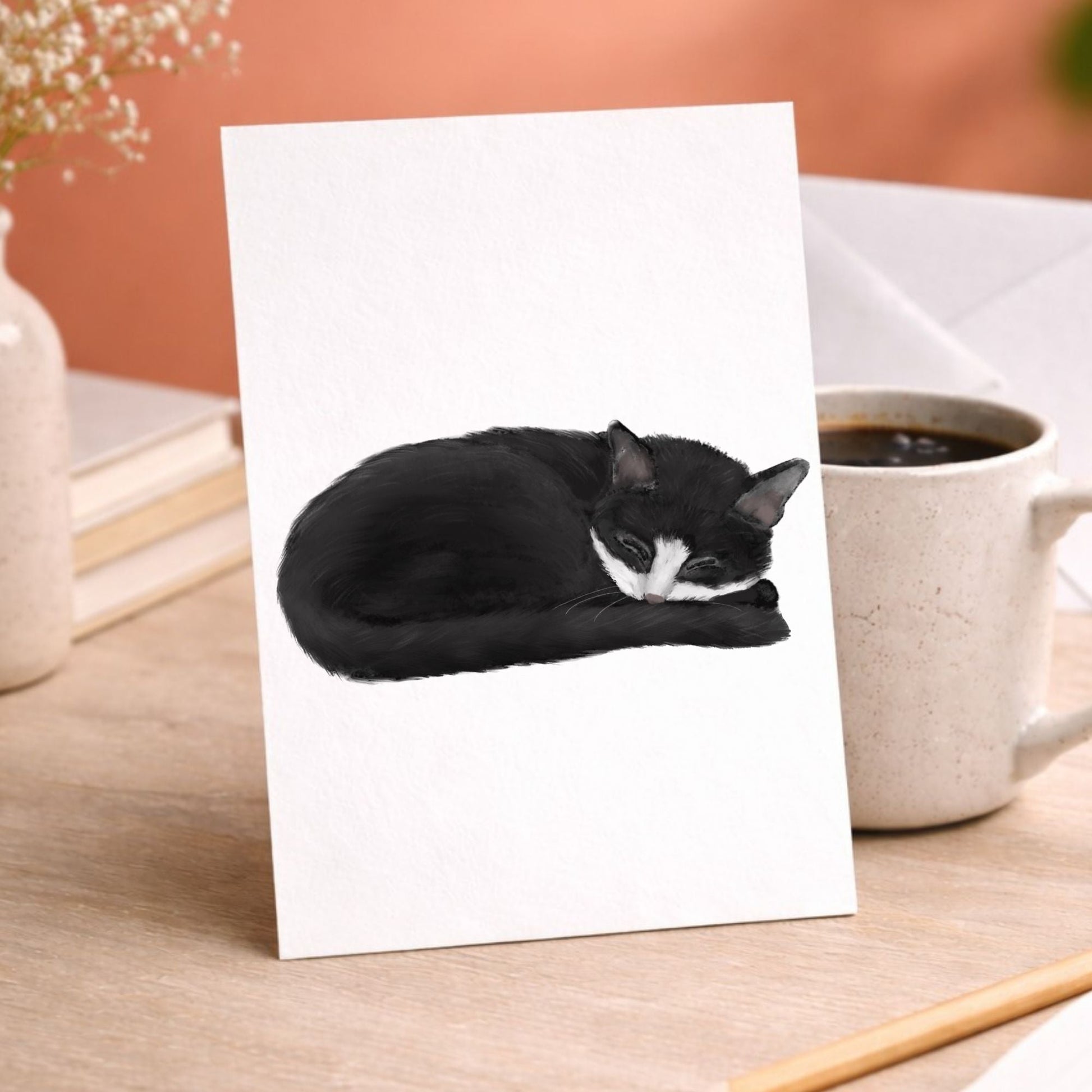 Tuxedo Cat Postcard - MerikaArt